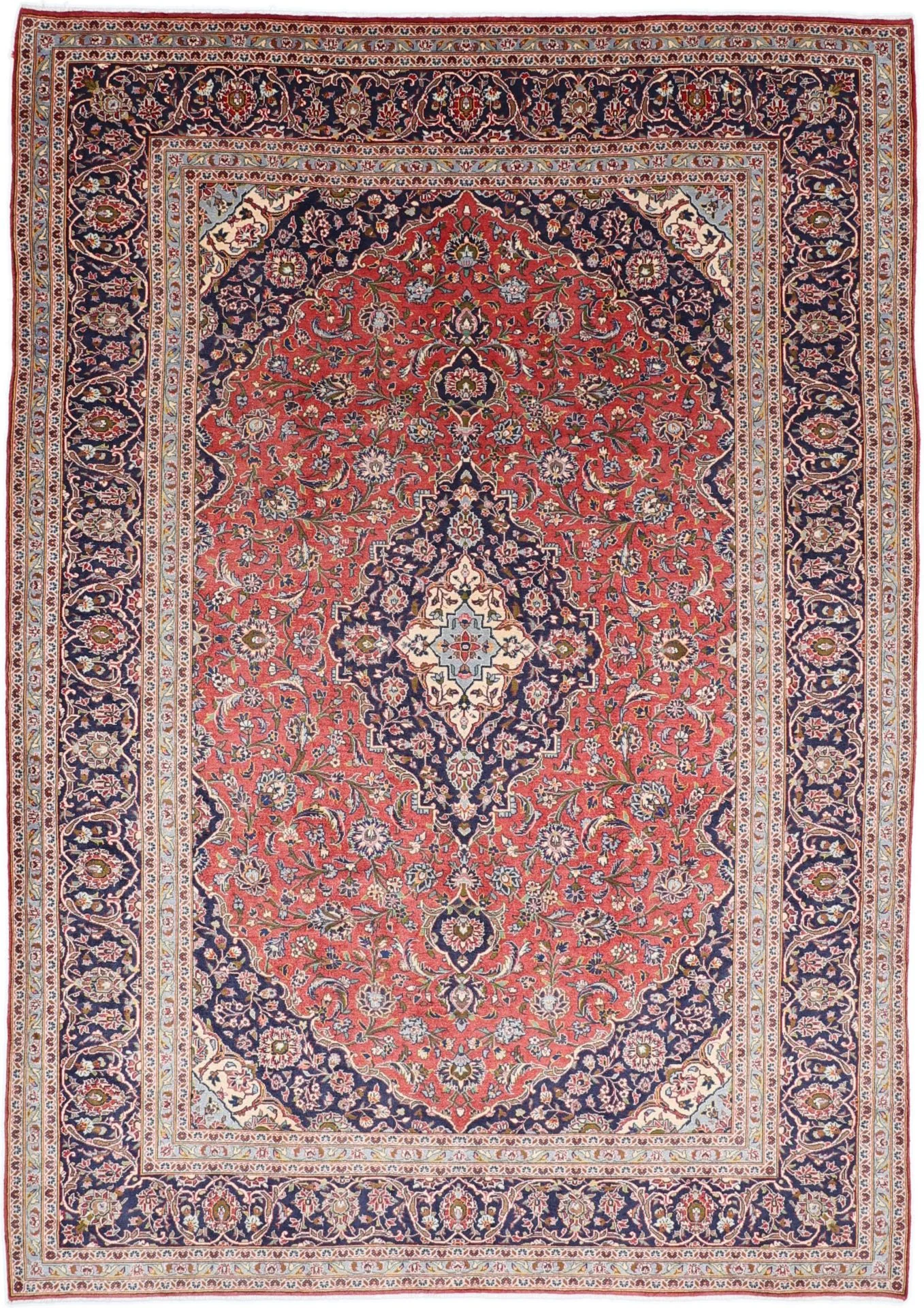 Hand-Knotted Kashan Persian Rug, 255 × 360 cm, Wool