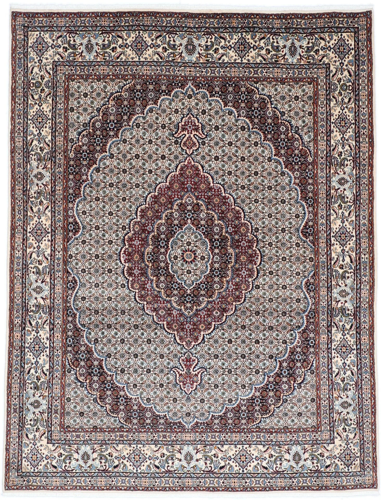 Hand-Knotted Moud Persian Rug, 195 × 255 cm, Wool