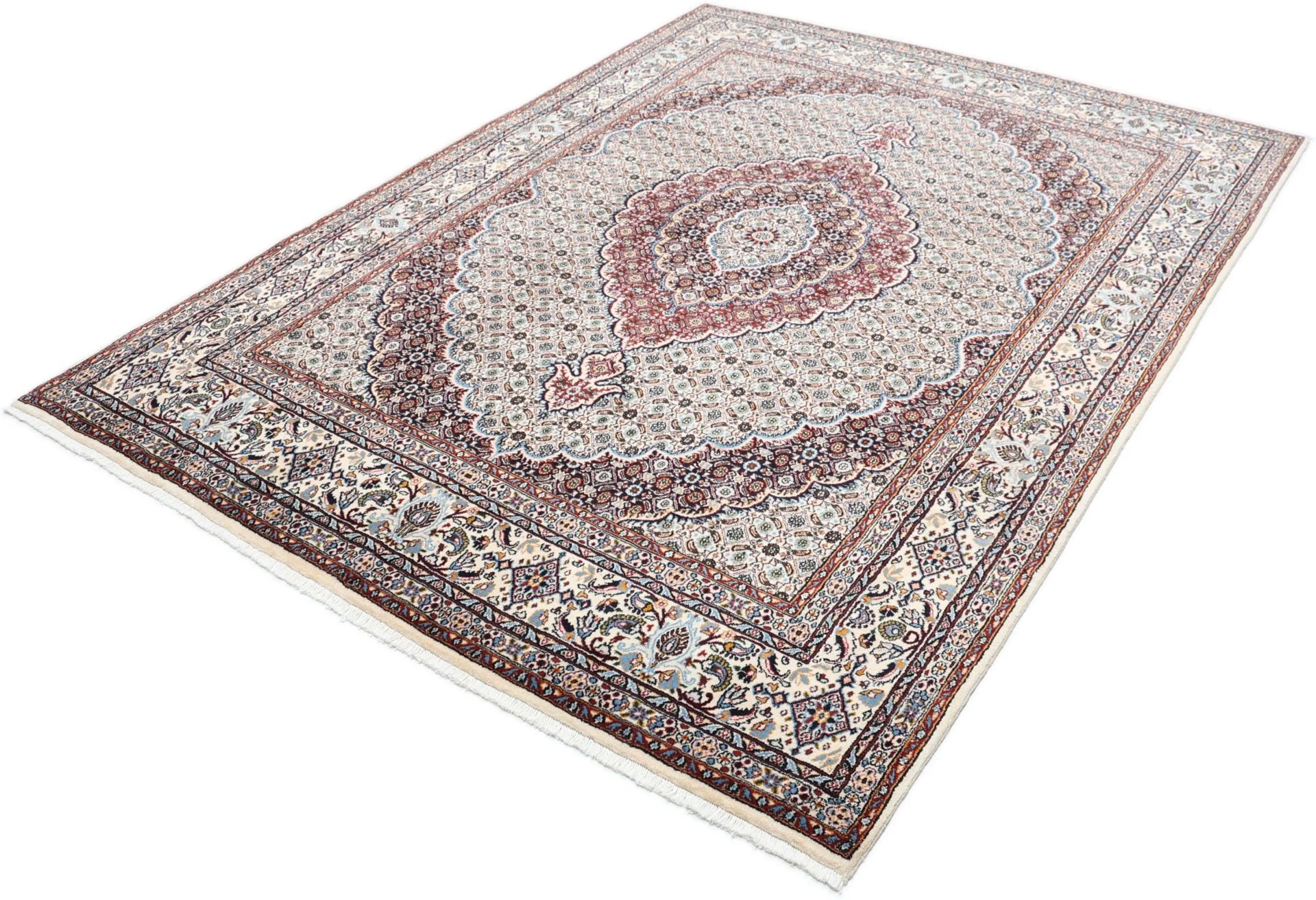 Hand-Knotted Moud Persian Rug, 195 × 255 cm, Wool - Image 3
