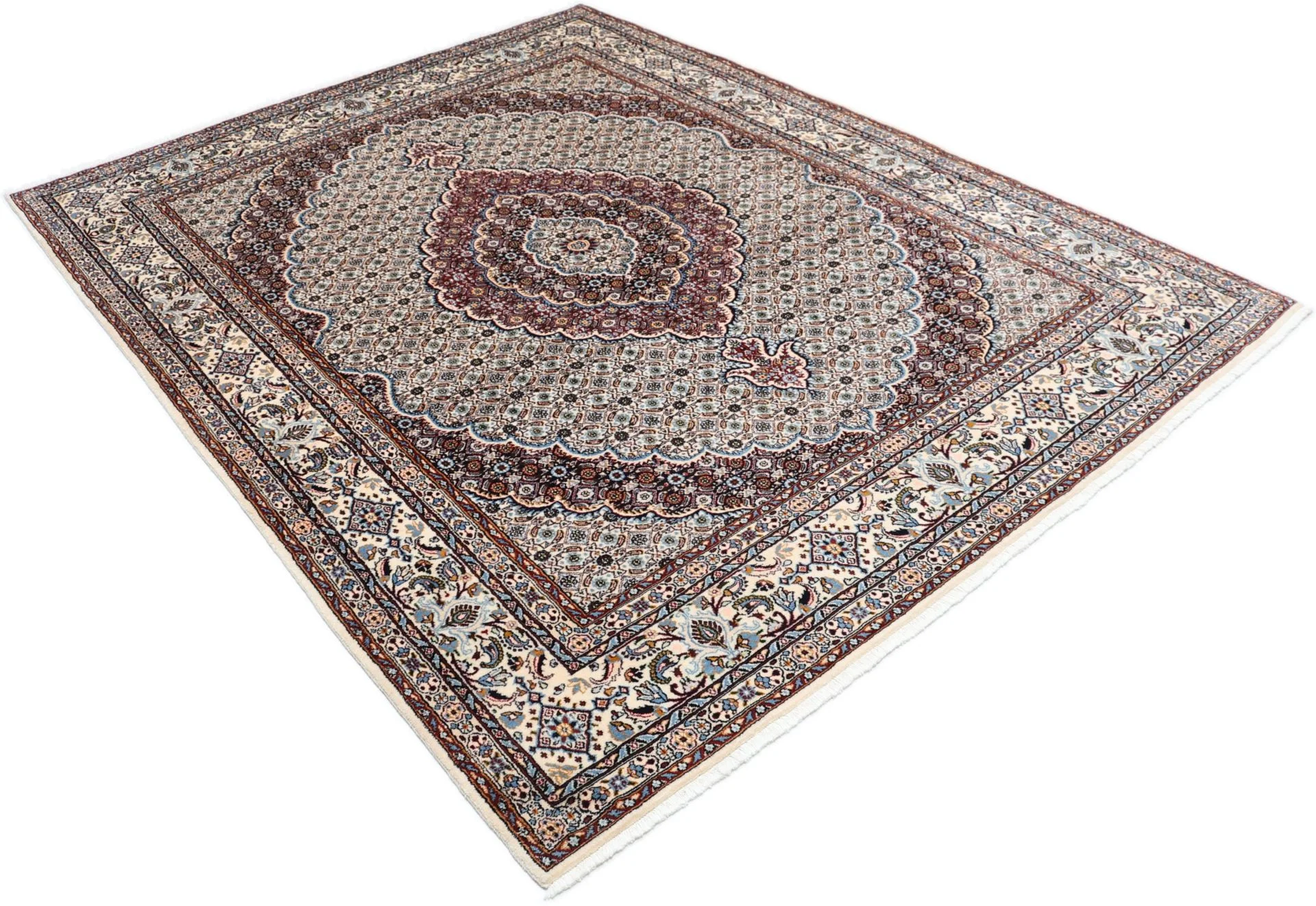 Hand-Knotted Moud Persian Rug, 195 × 255 cm, Wool - Image 4