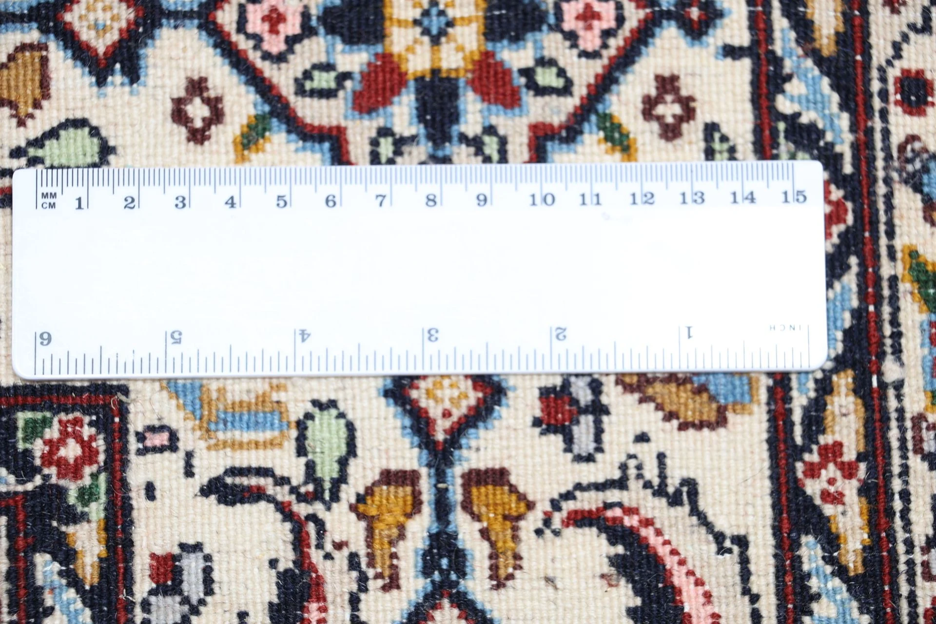 Hand-Knotted Moud Persian Rug, 195 × 255 cm, Wool - Image 11