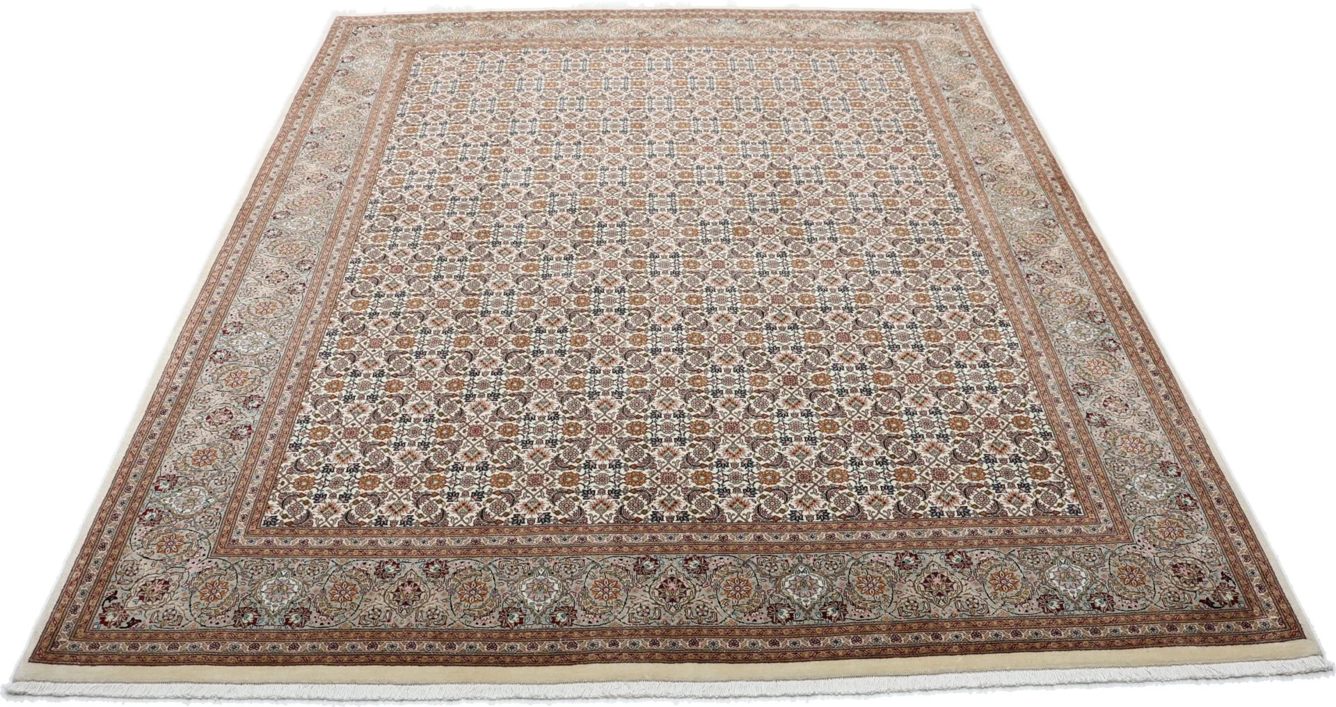 Alternative view of Wool & Silk Tabriz Persian Rug 202 × 246 cm, hand-knotted