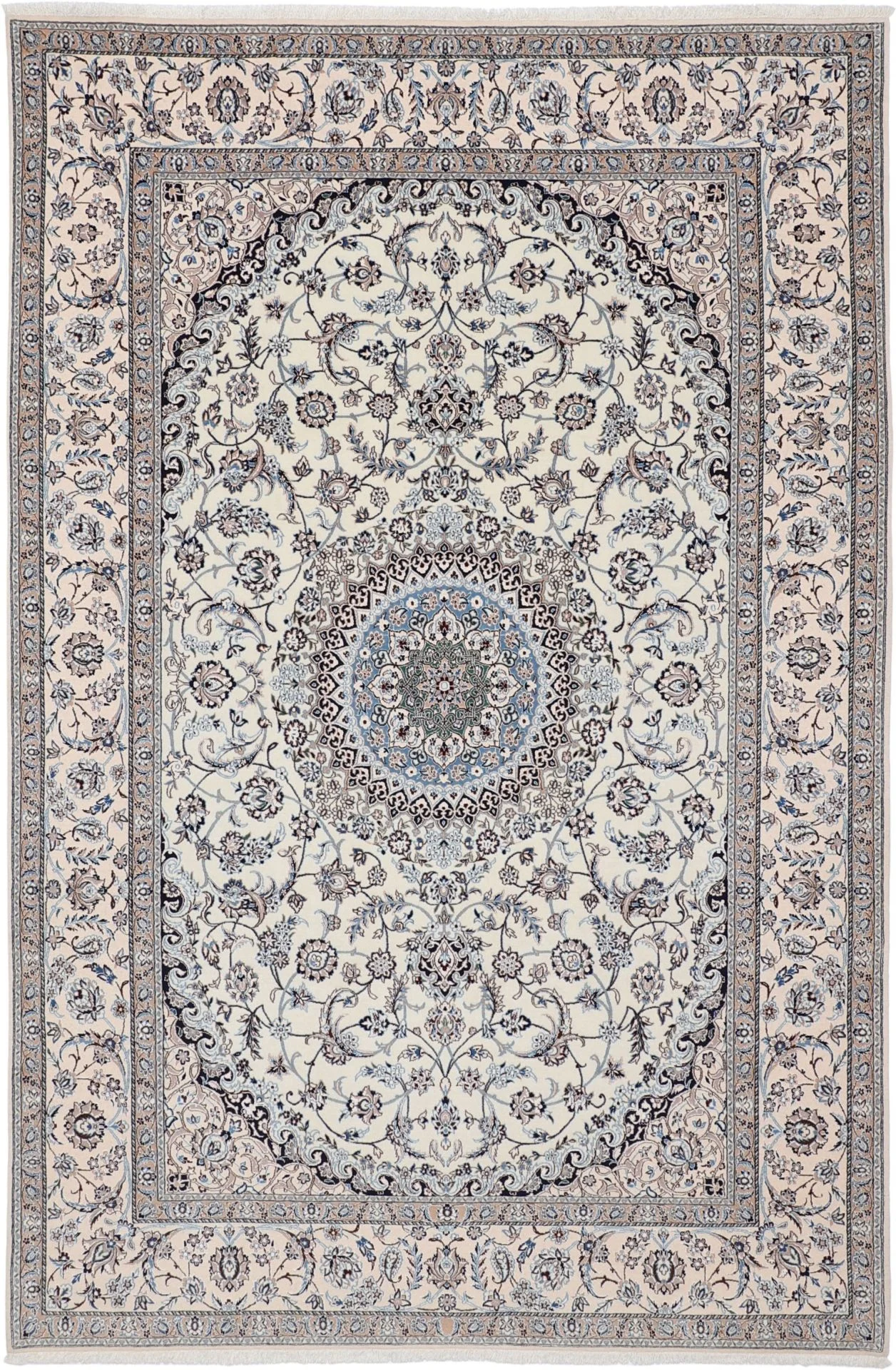 Wool & Silk Nain Persian Rug 186 × 280 cm, hand-knotted