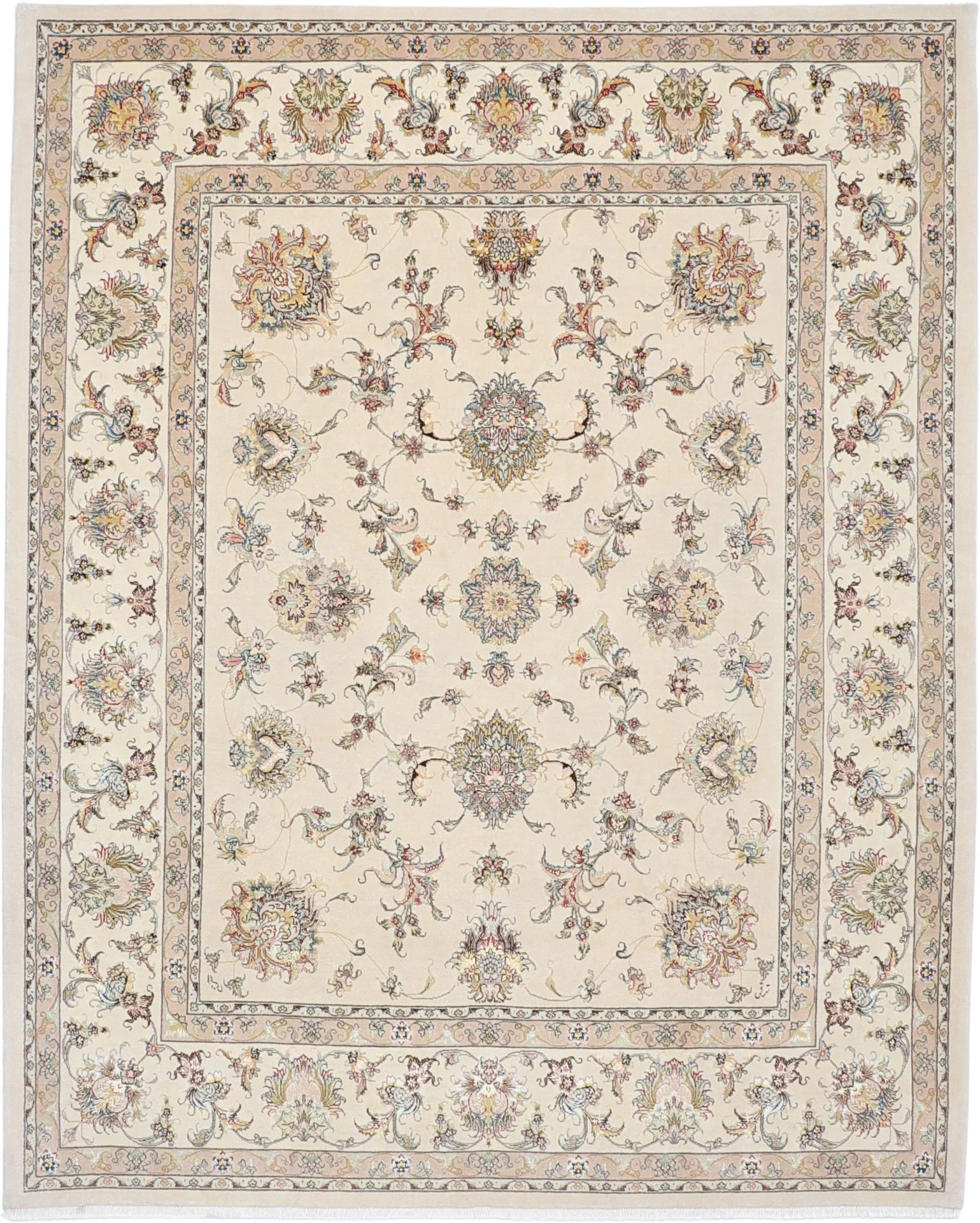 Hand-Knotted Tabriz Persian Rug, 230 × 285 cm, Wool & Silk