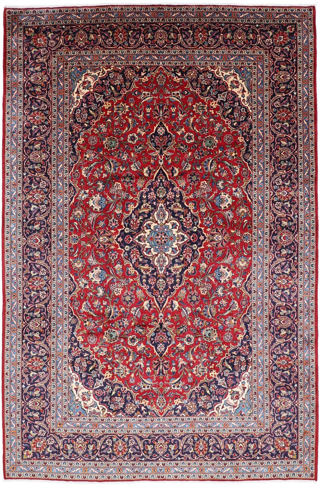 Hand-Knotted Kashan Persian Rug, 243 × 370 cm, Wool