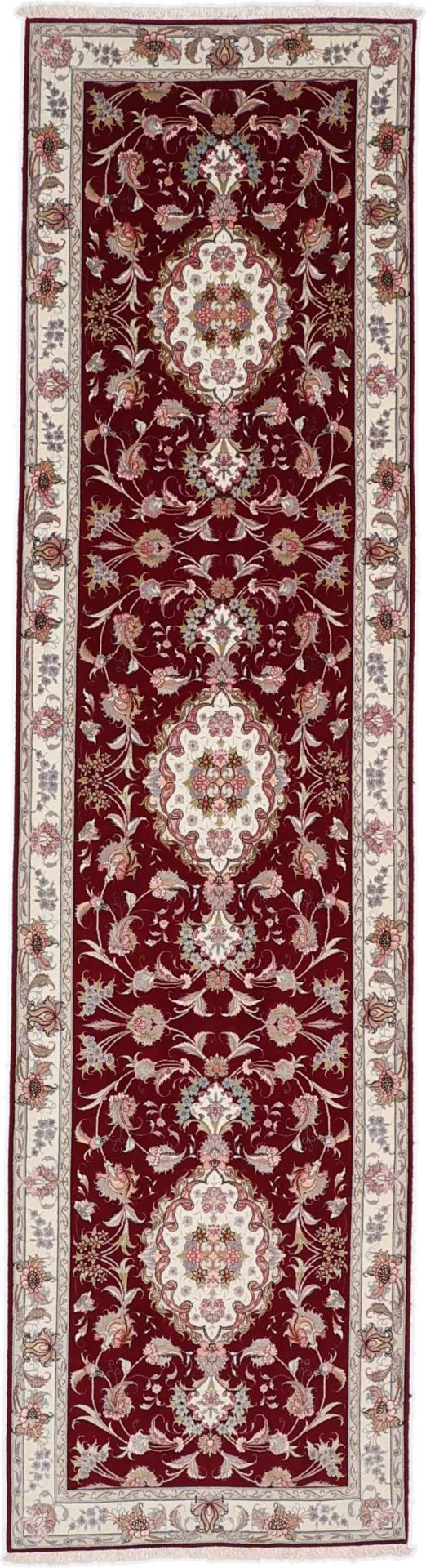 Tabriz Persian Rug 82 × 328 cm in Wool & Silk, hand-knotted