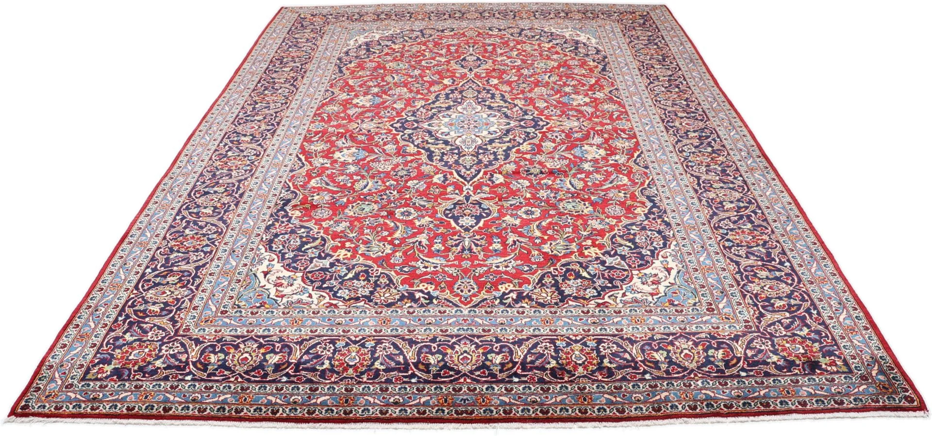 Alternative view of Hand-Knotted Kashan Persian Rug, 243 × 370 cm, Wool