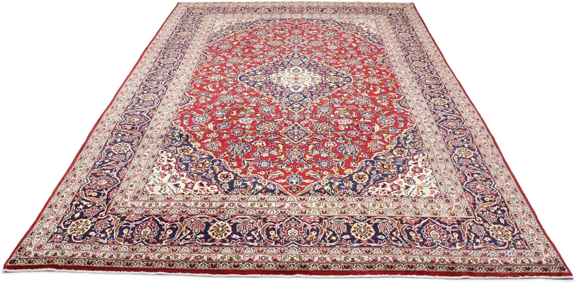 Alternative view of Kashan Persian Rug 245 × 357 cm in Wool, hand-knotted