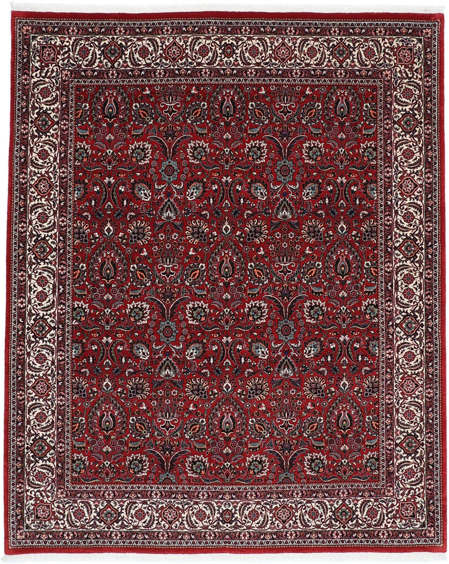 Hand-Knotted Bijar Persian Rug, 207 × 256 cm, Wool & Silk