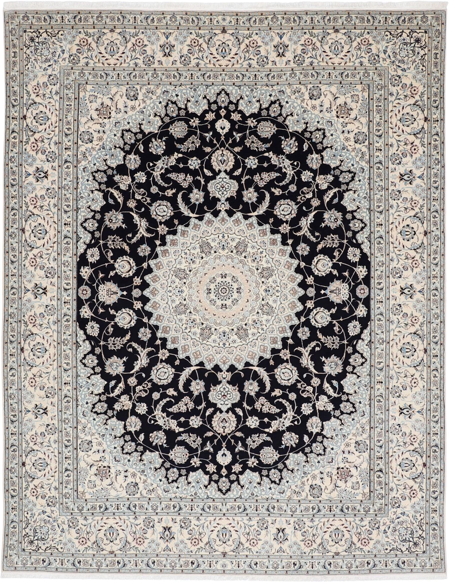 Hand-Knotted Nain Persian Rug, 205 × 260 cm, Wool & Silk