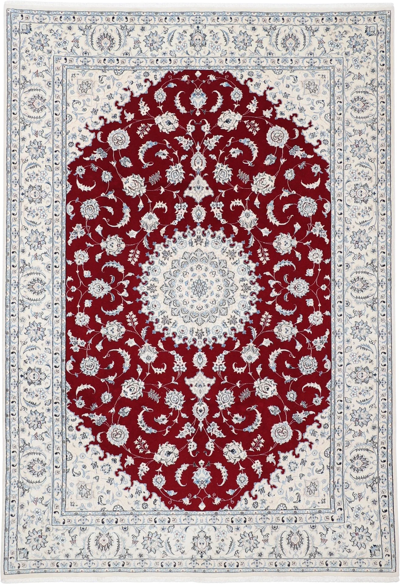 Hand-Knotted Nain Persian Rug, 200 × 290 cm, Wool & Silk
