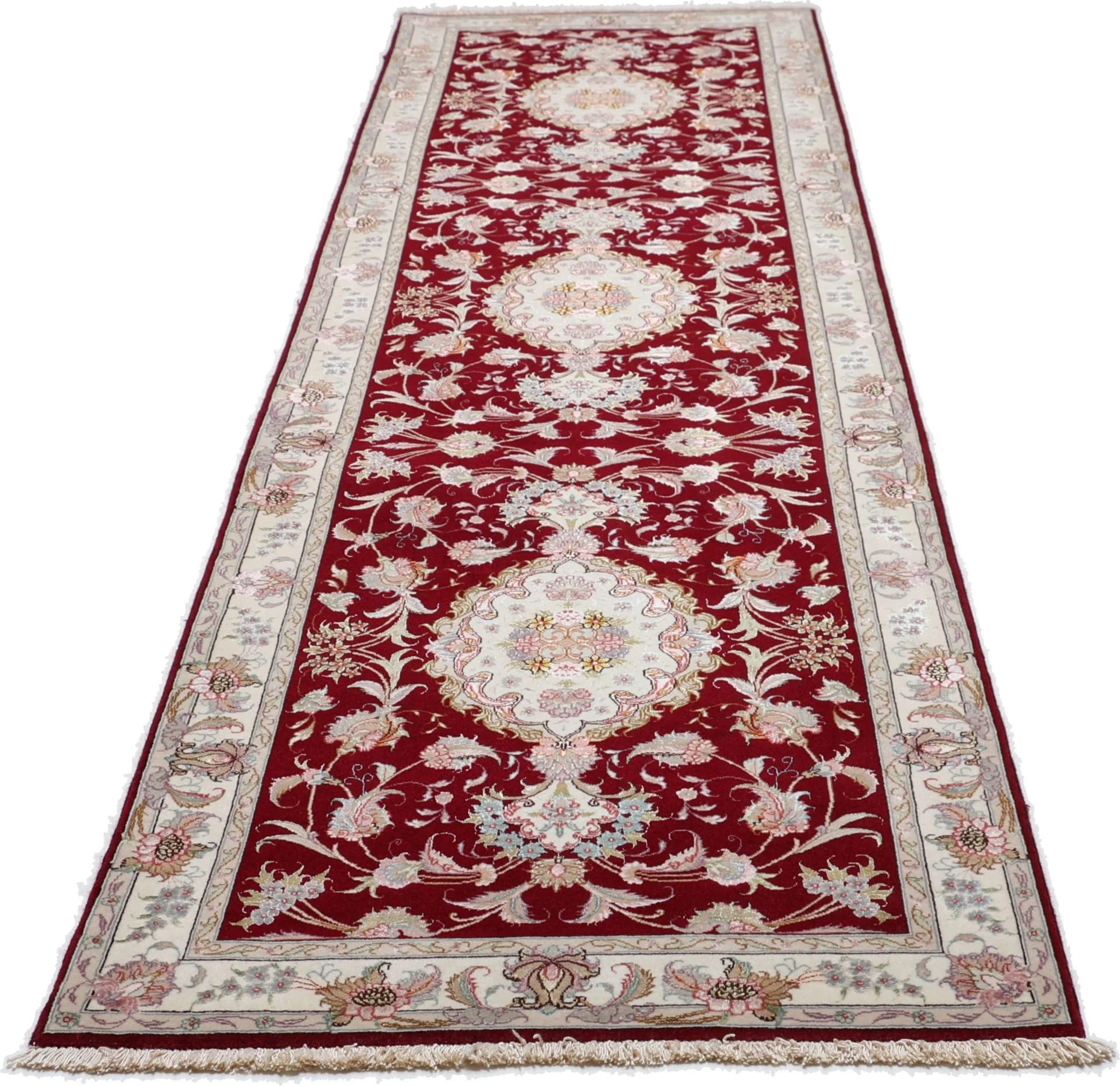 Alternative view of Tabriz Persian Rug 82 × 328 cm in Wool & Silk, hand-knotted