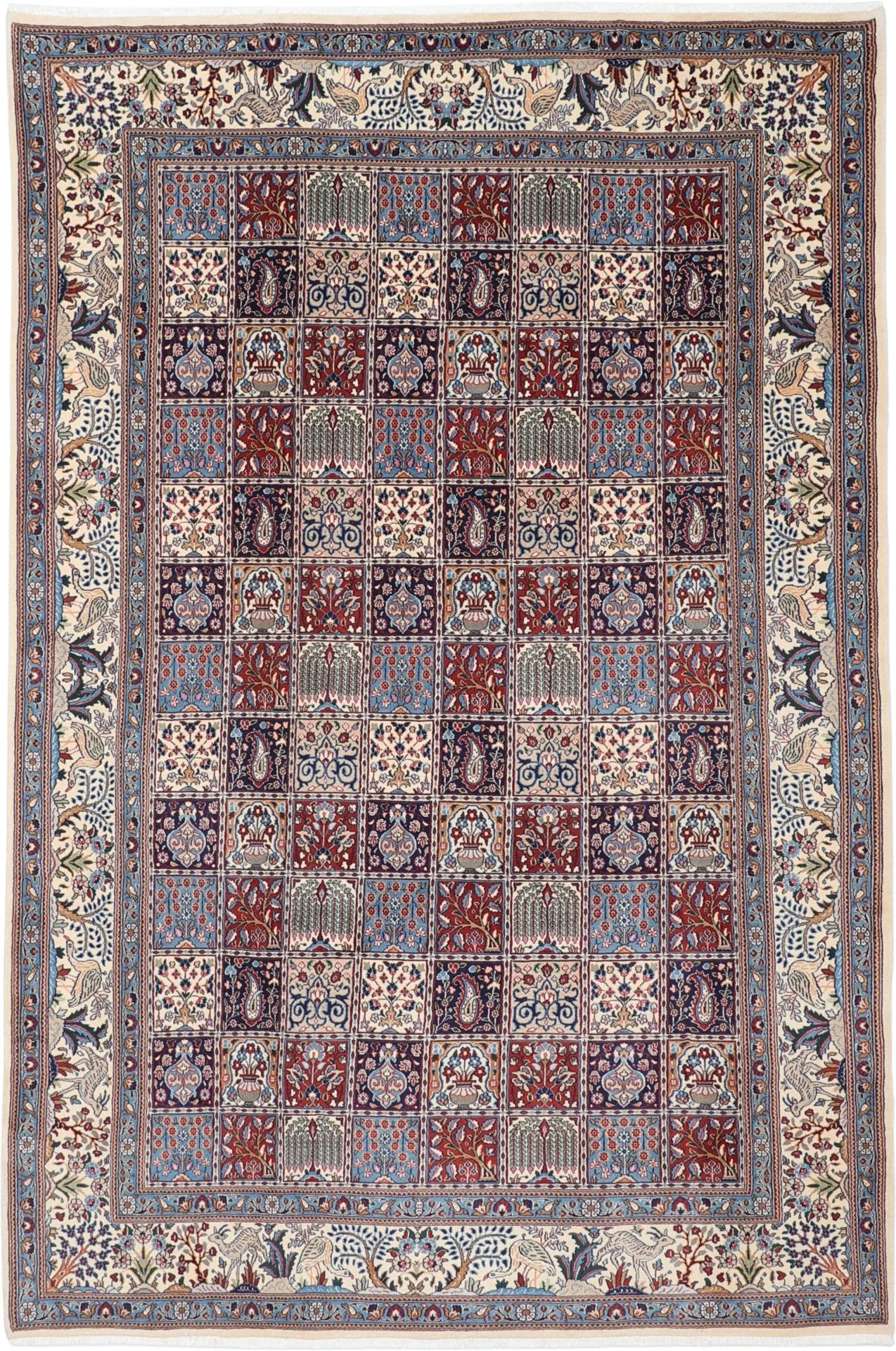 Hand-Knotted Moud Persian Rug, 200 × 297 cm, Wool & Silk