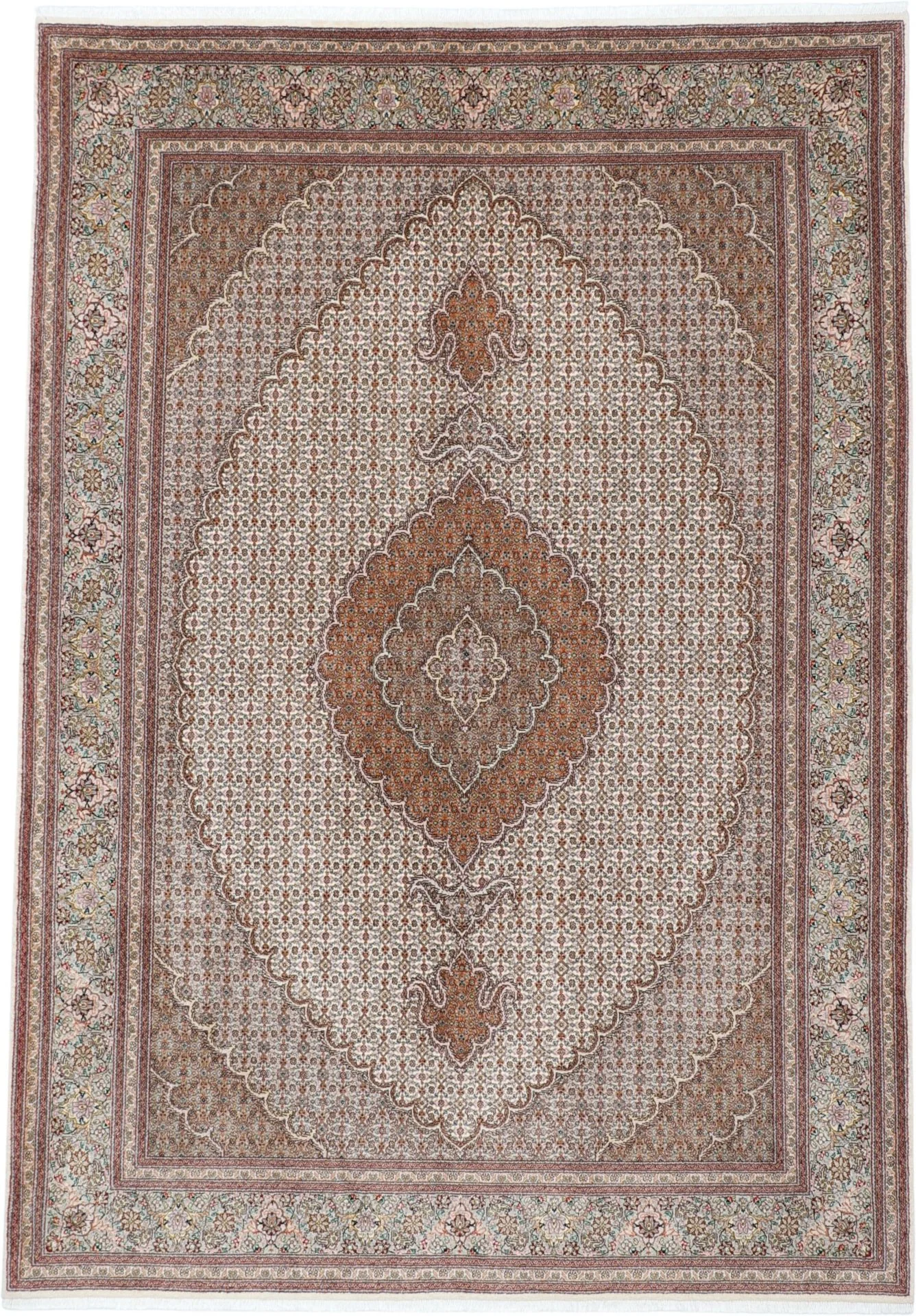 Hand-Knotted Tabriz Persian Rug, 177 × 247 cm, Wool & Silk