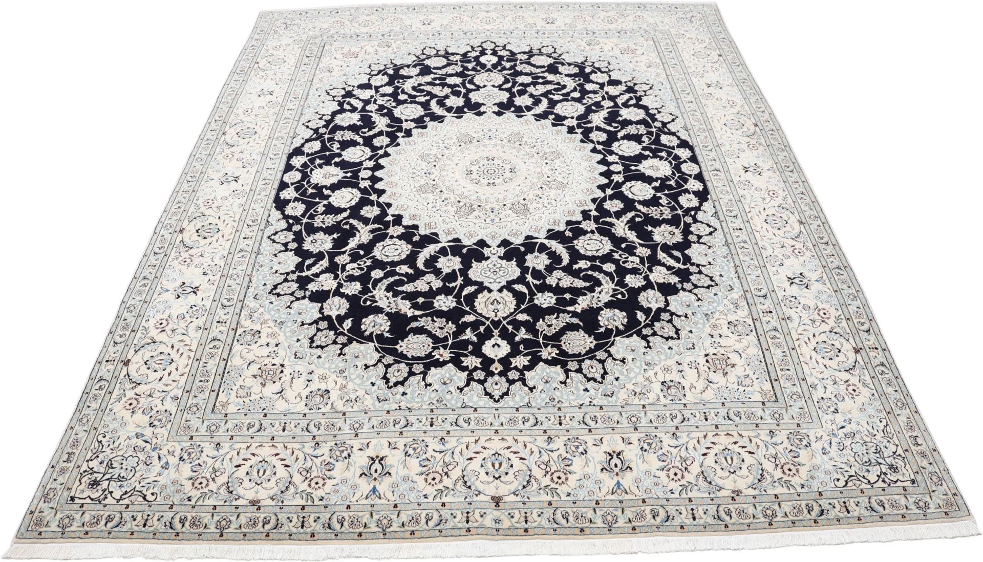 Alternative view of Hand-Knotted Nain Persian Rug, 205 × 260 cm, Wool & Silk