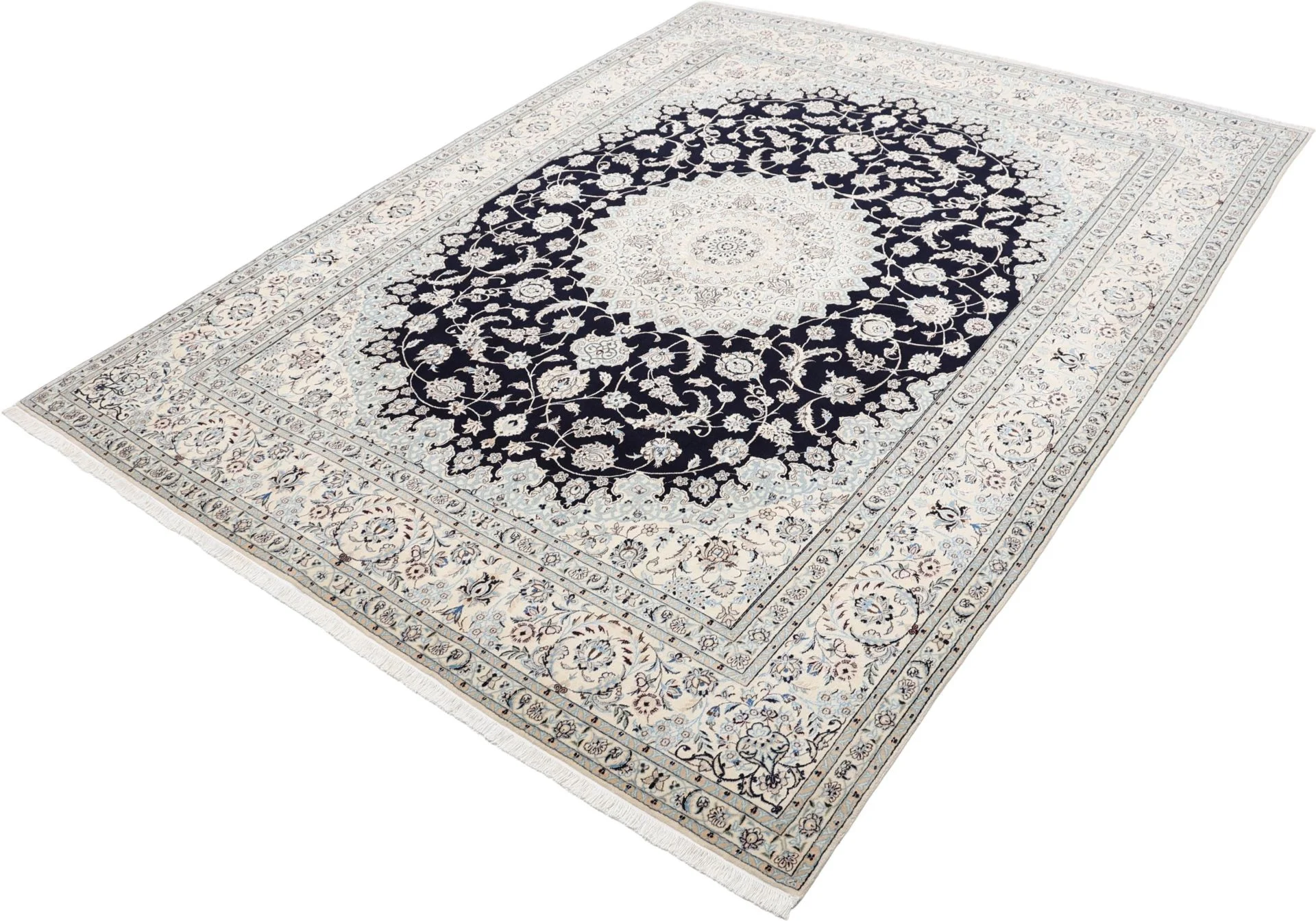 Hand-Knotted Nain Persian Rug, 205 × 260 cm, Wool & Silk - Image 3
