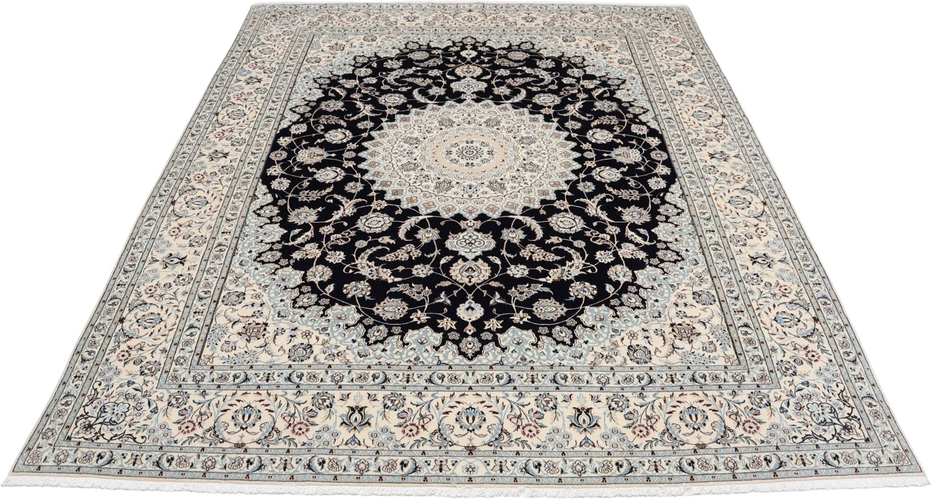 Hand-Knotted Nain Persian Rug, 205 × 260 cm, Wool & Silk - Image 8