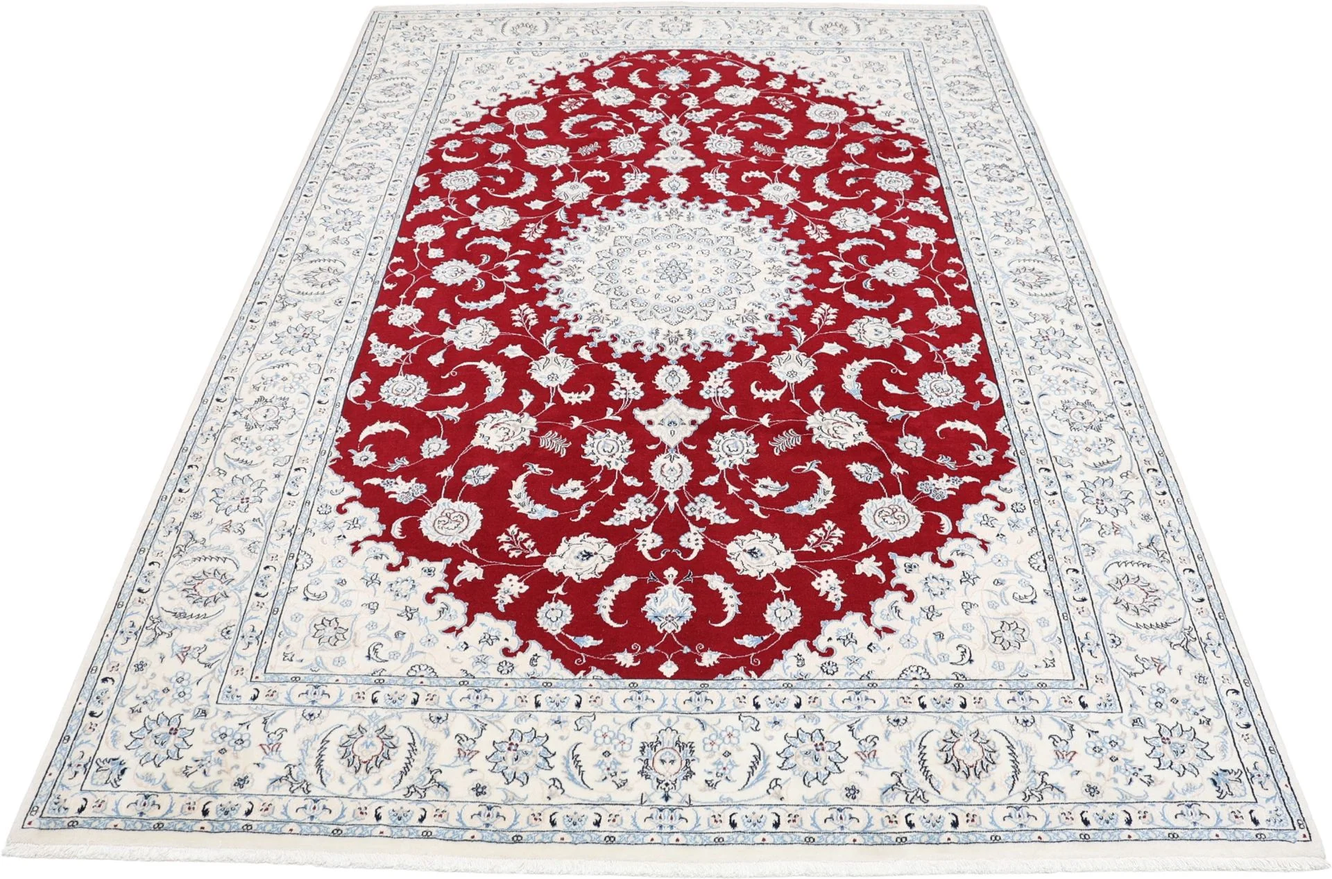 Alternative view of Hand-Knotted Nain Persian Rug, 200 × 290 cm, Wool & Silk
