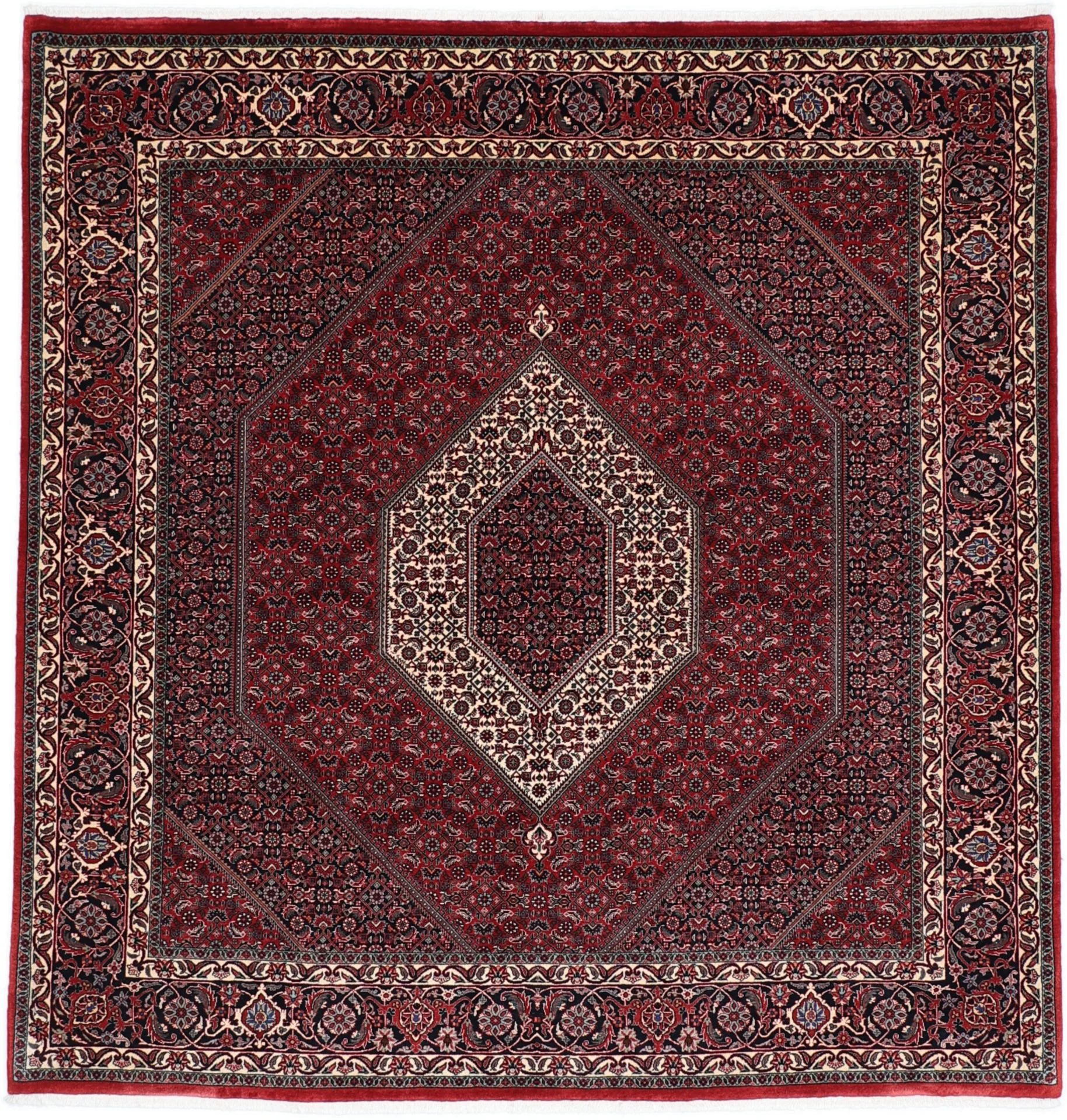 Hand-Knotted Bijar Persian Rug, 200 × 208 cm, Wool & Silk