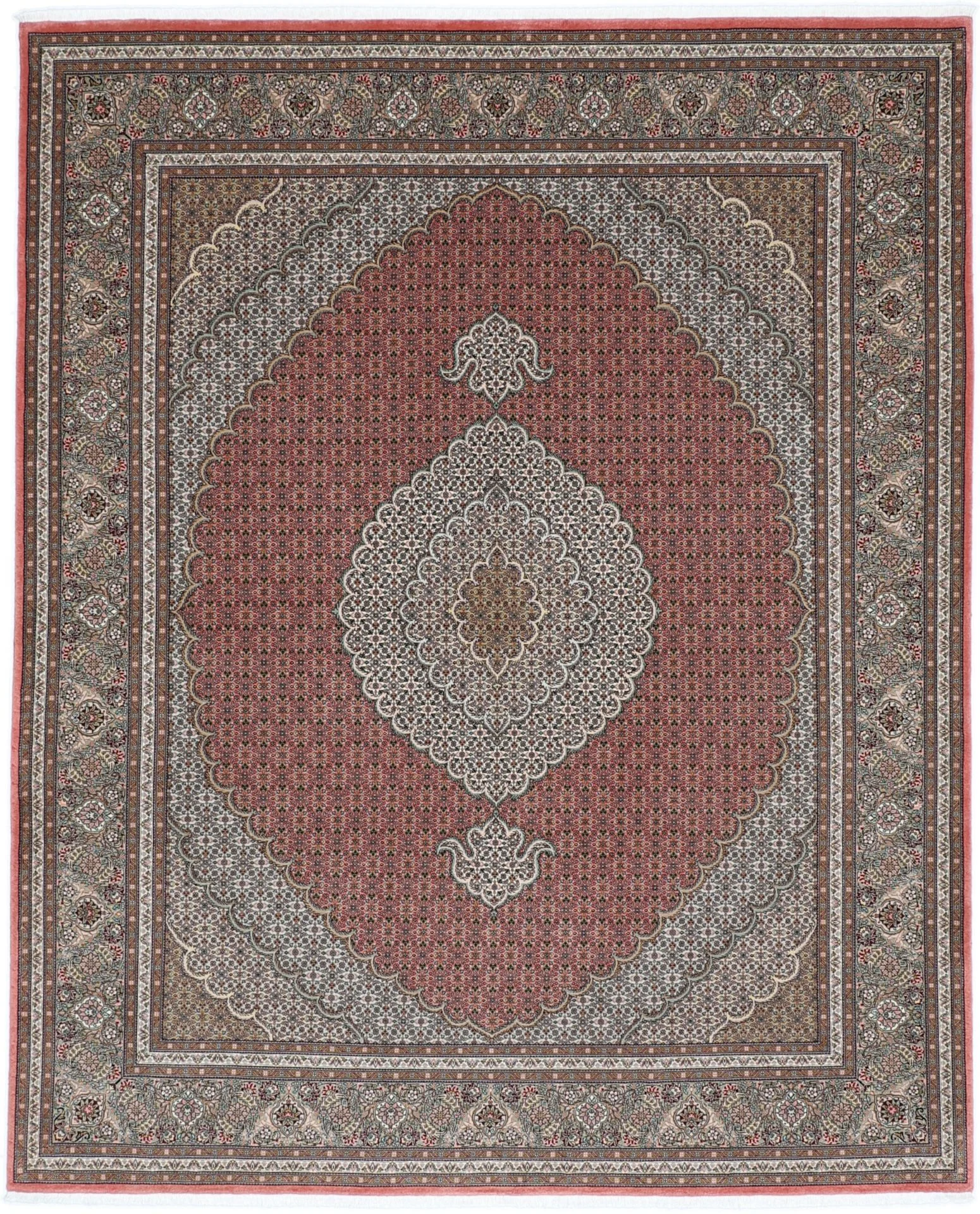 Hand-Knotted Tabriz Persian Rug, 202 × 250 cm, Wool & Silk