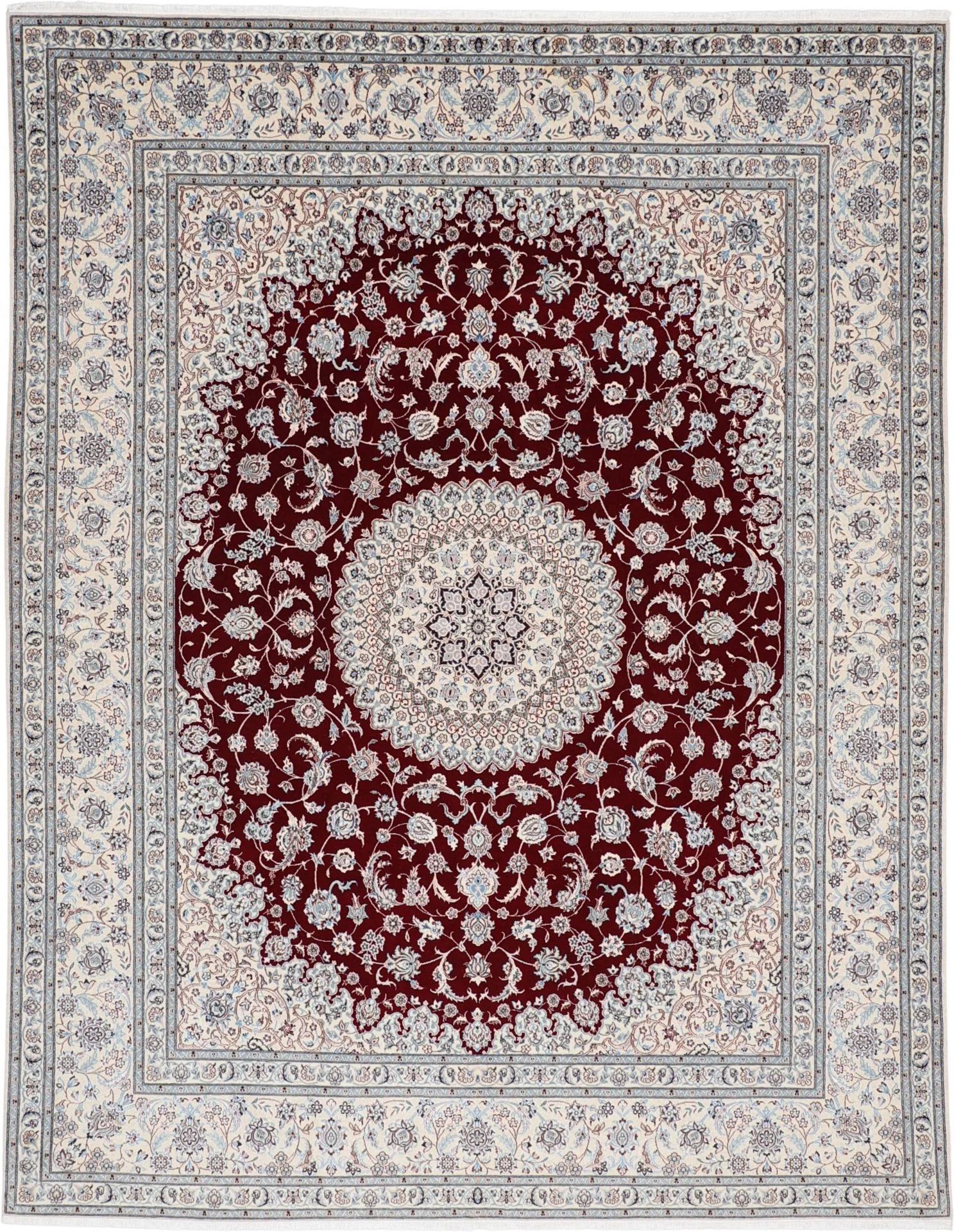 Hand-Knotted Nain Persian Rug, 203 × 260 cm, Wool & Silk