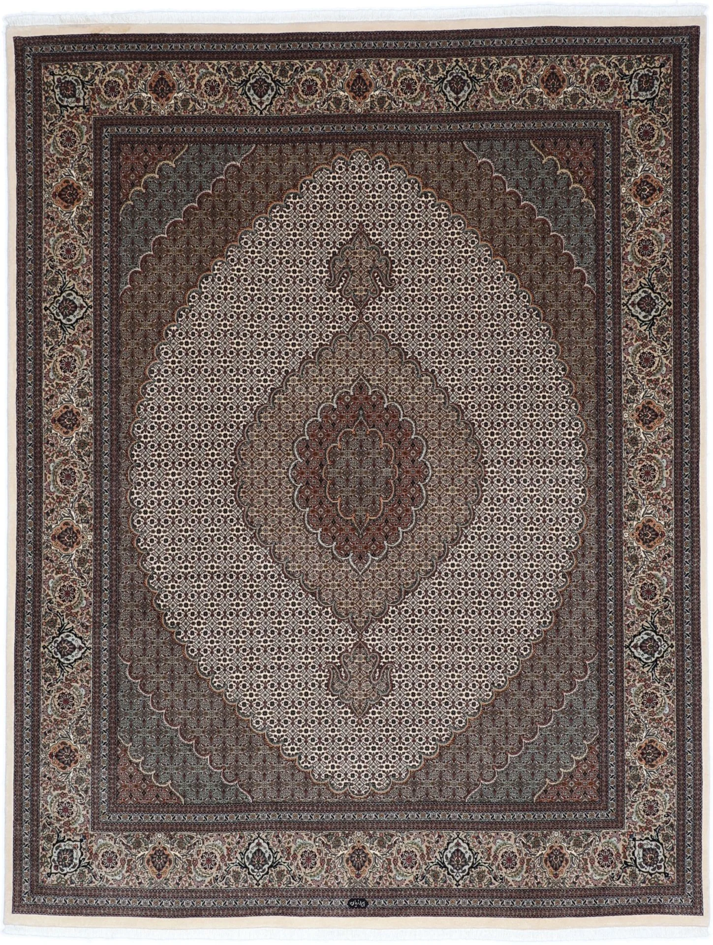 Hand-Knotted Tabriz Persian Rug, 198 × 260 cm, Wool & Silk
