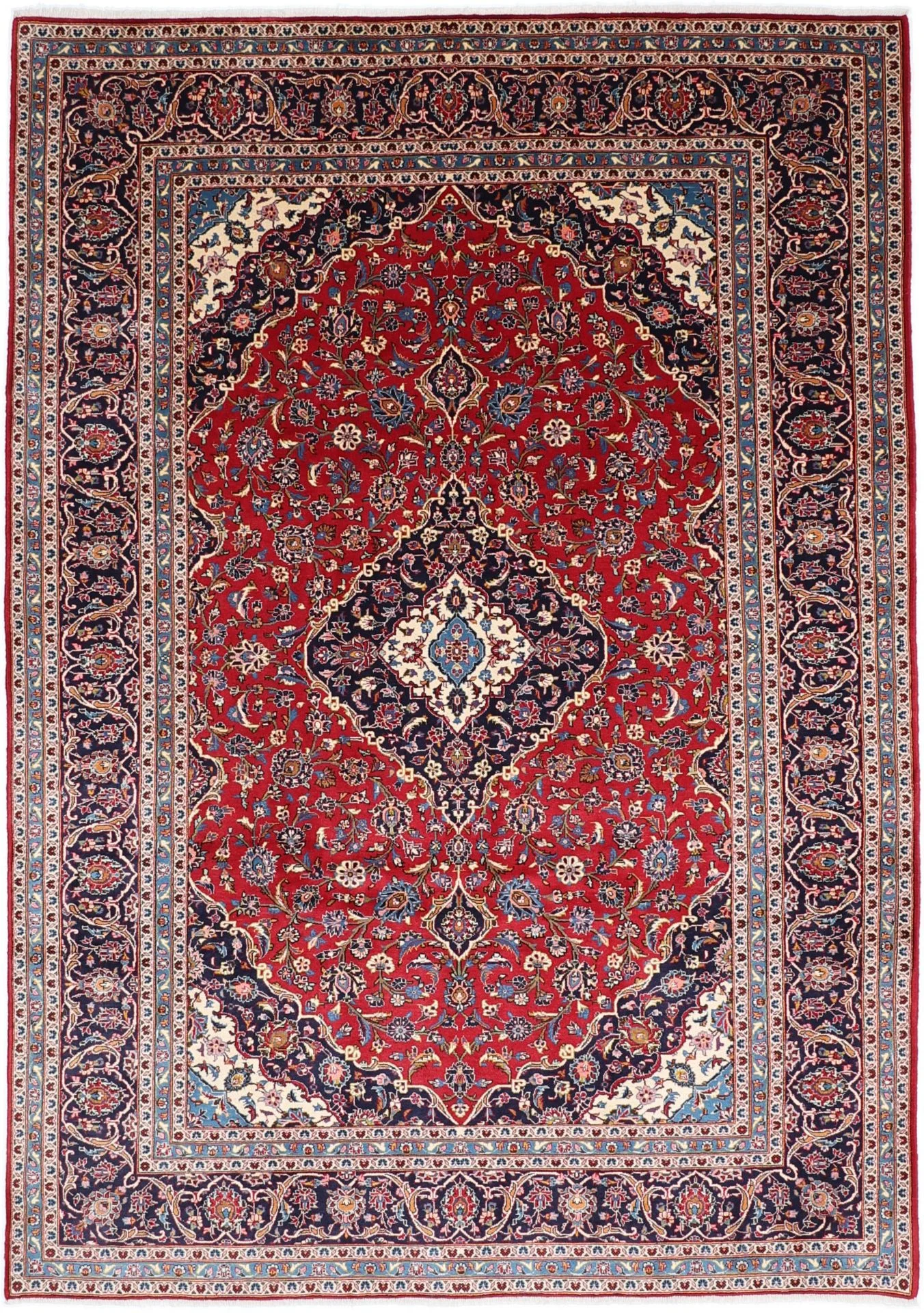 Kashan Persian Rug 245 × 345 cm in Wool, hand-knotted