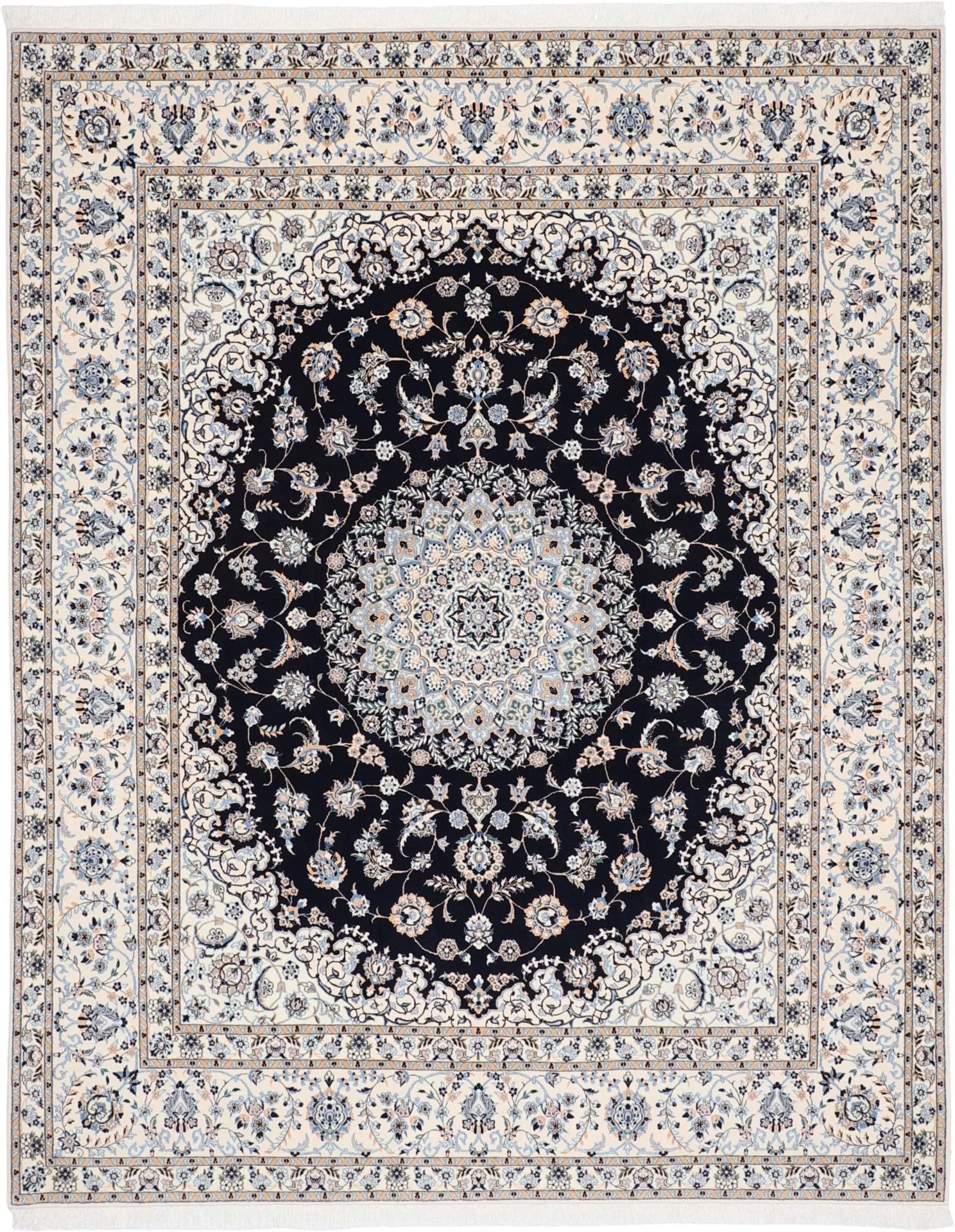 Wool & Silk Nain Persian Rug 210 × 263 cm, hand-knotted