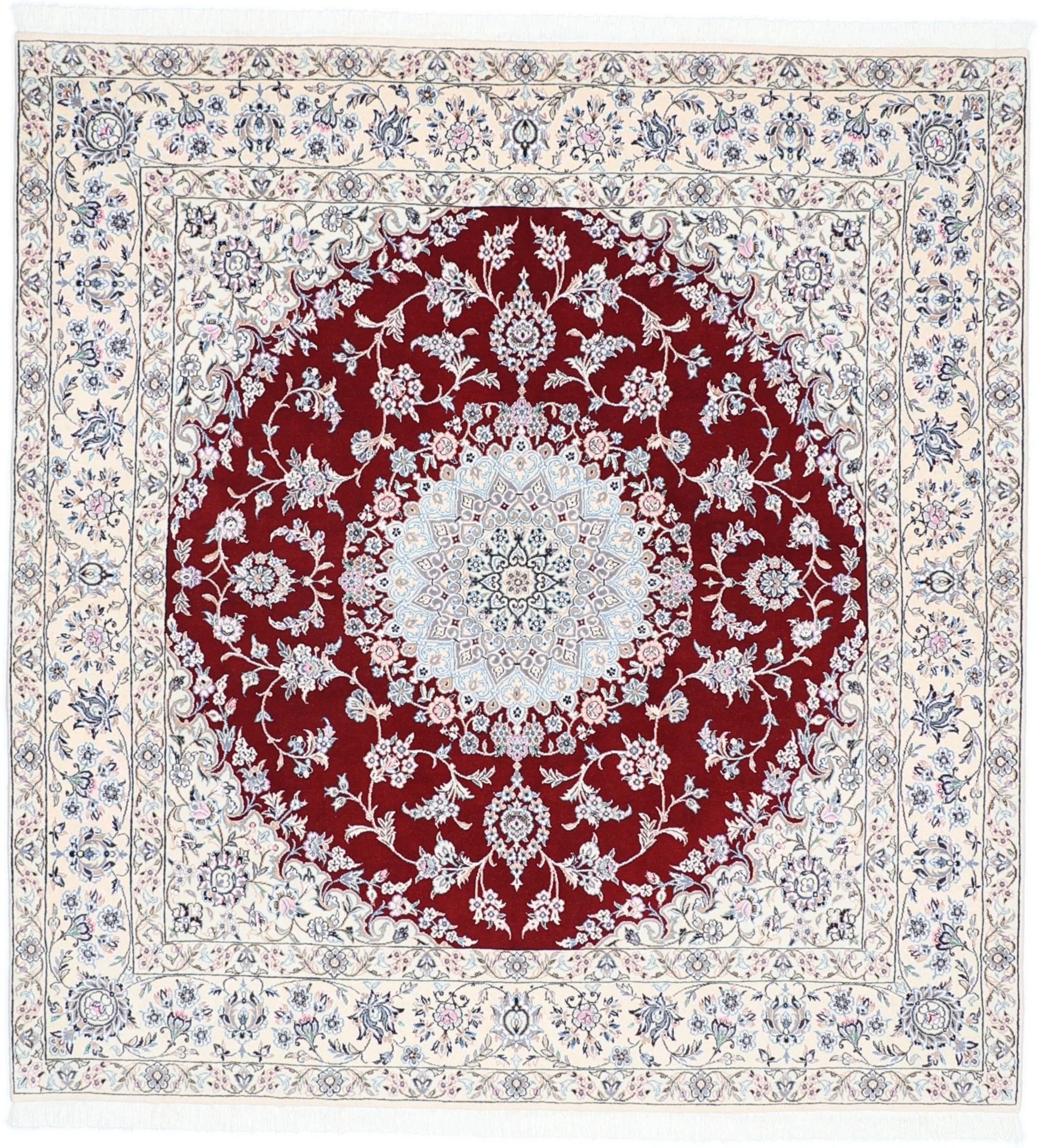 Wool & Silk Nain Persian Rug 200 × 210 cm, hand-knotted