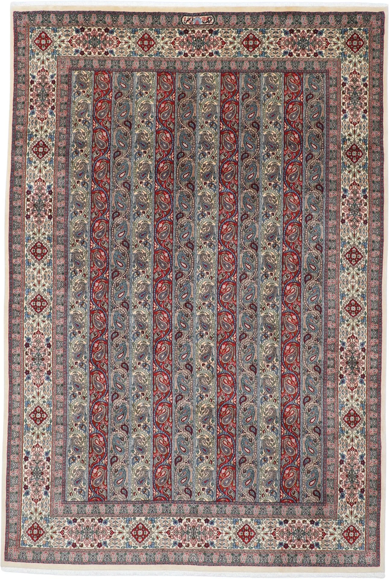 Wool & Silk Moud Persian Rug 202 × 295 cm, hand-knotted