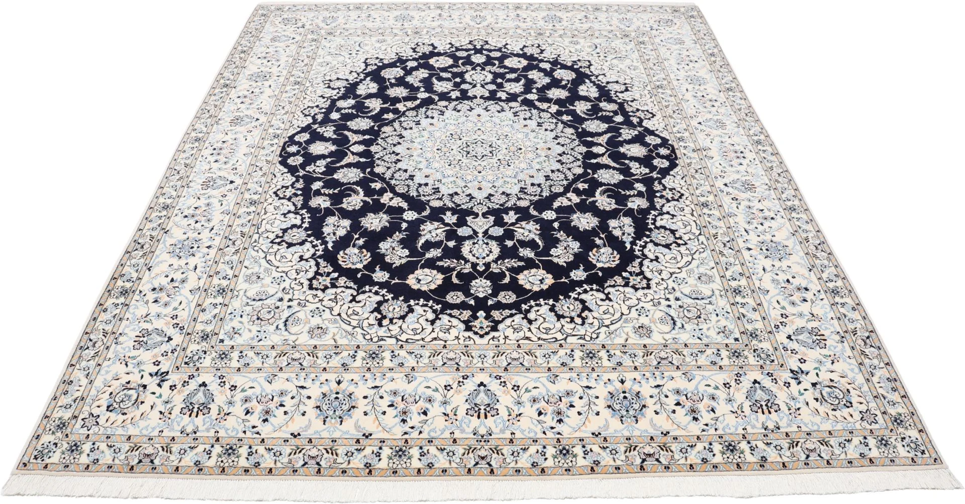 Alternative view of Wool & Silk Nain Persian Rug 210 × 263 cm, hand-knotted