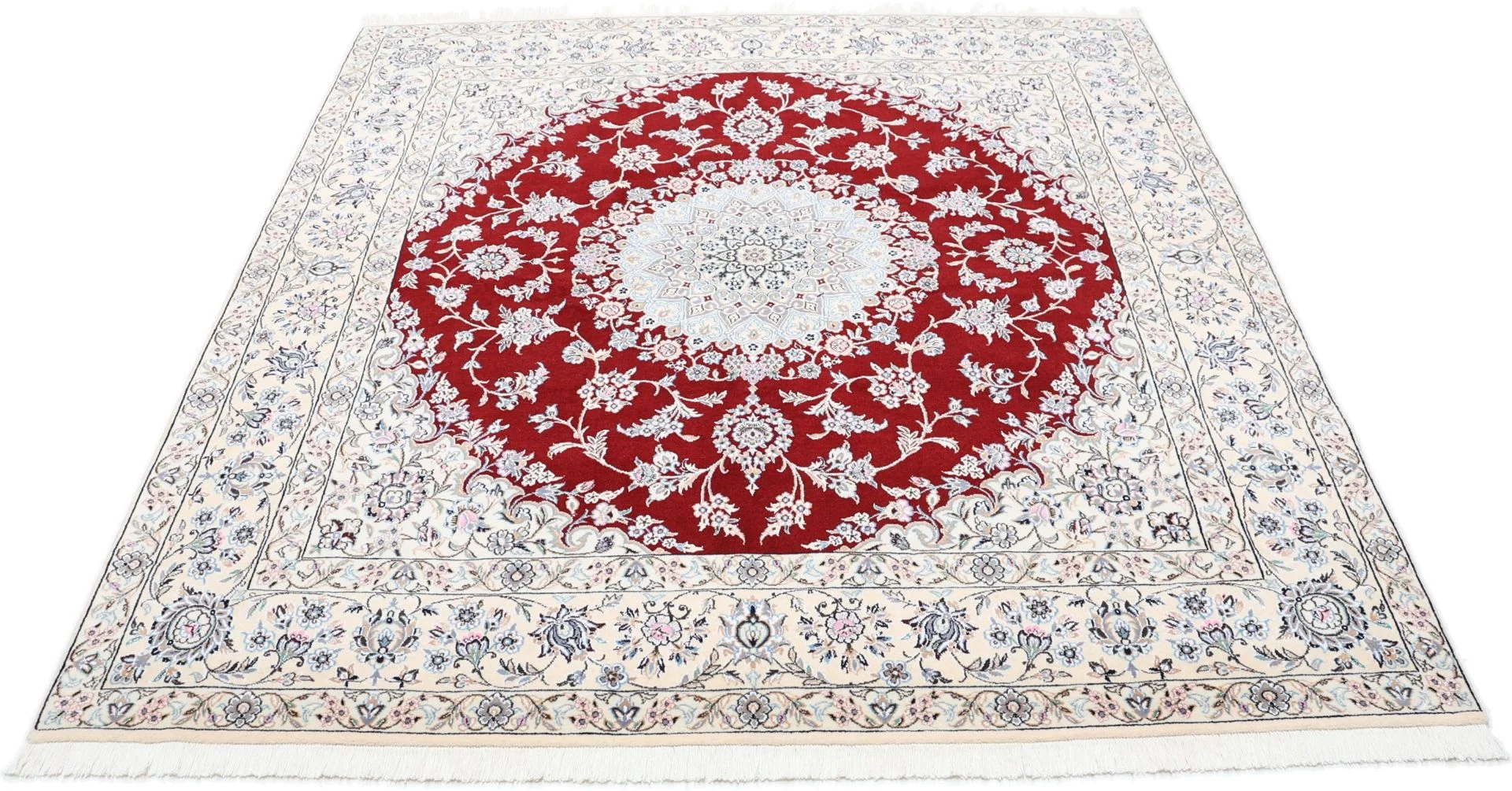 Alternative view of Wool & Silk Nain Persian Rug 200 × 210 cm, hand-knotted