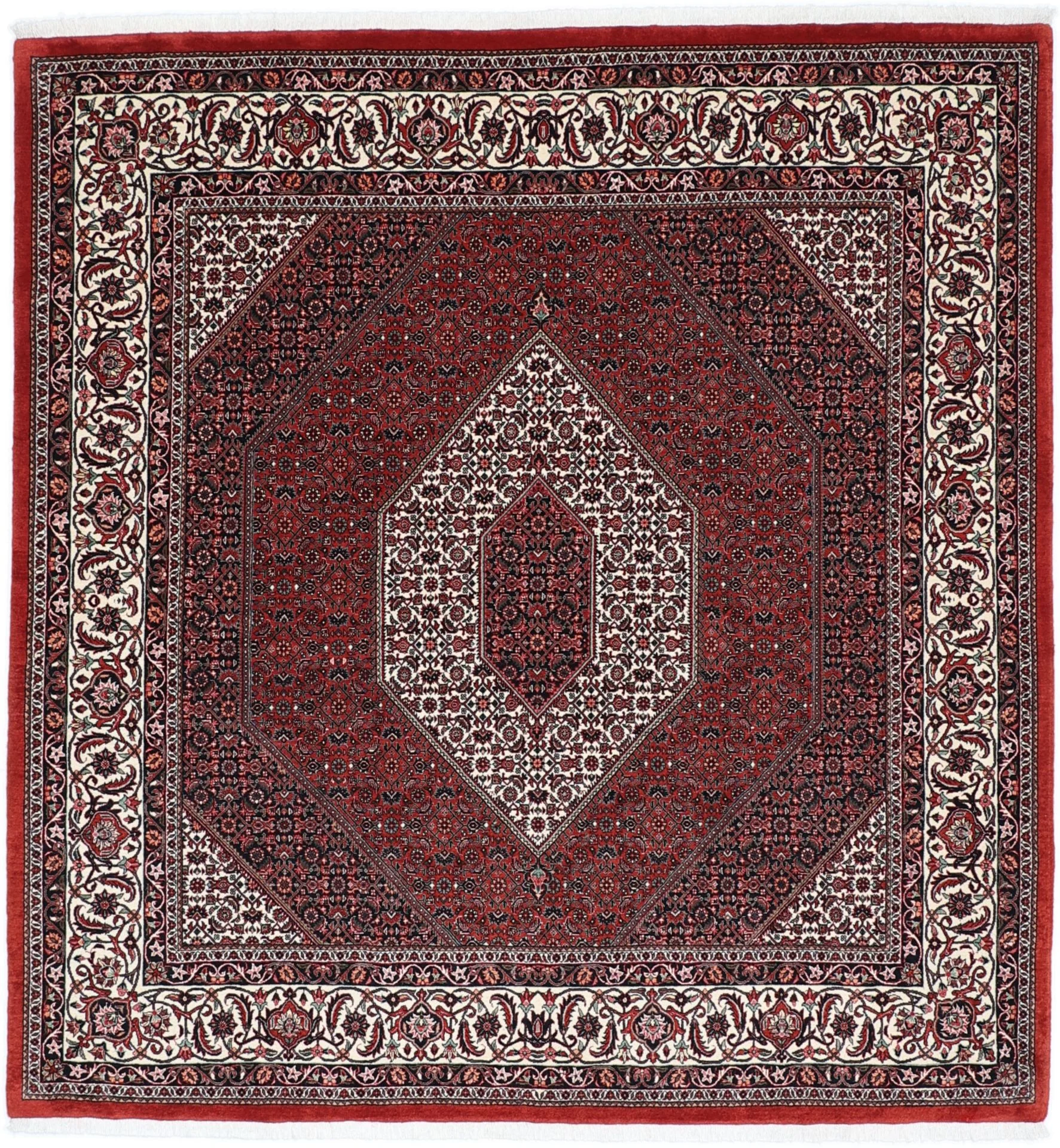 Hand-Knotted Bijar Persian Rug, 200 × 213 cm, Wool & Silk