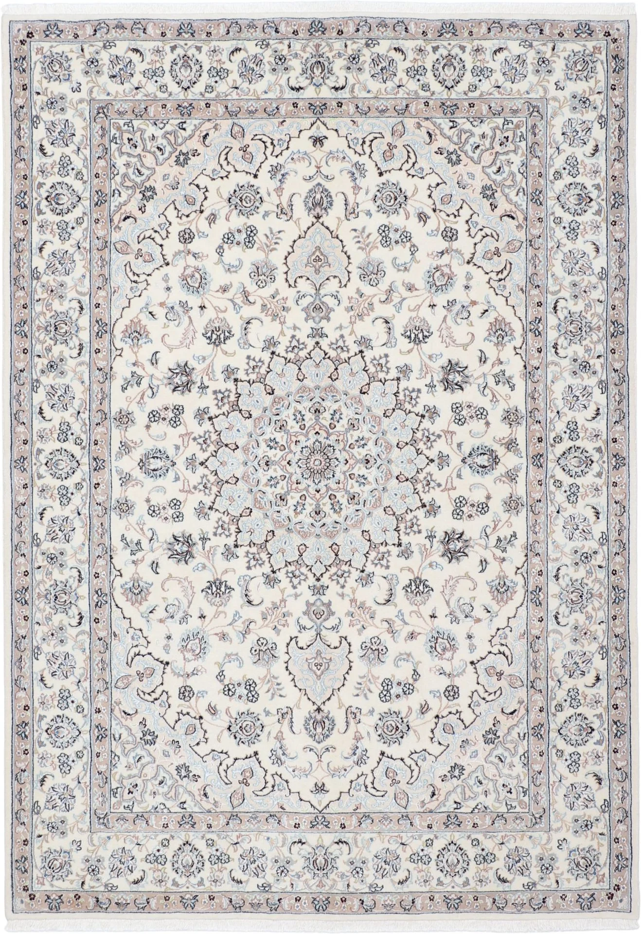 Nain Persian Rug 174 × 247 cm in Wool & Silk, hand-knotted