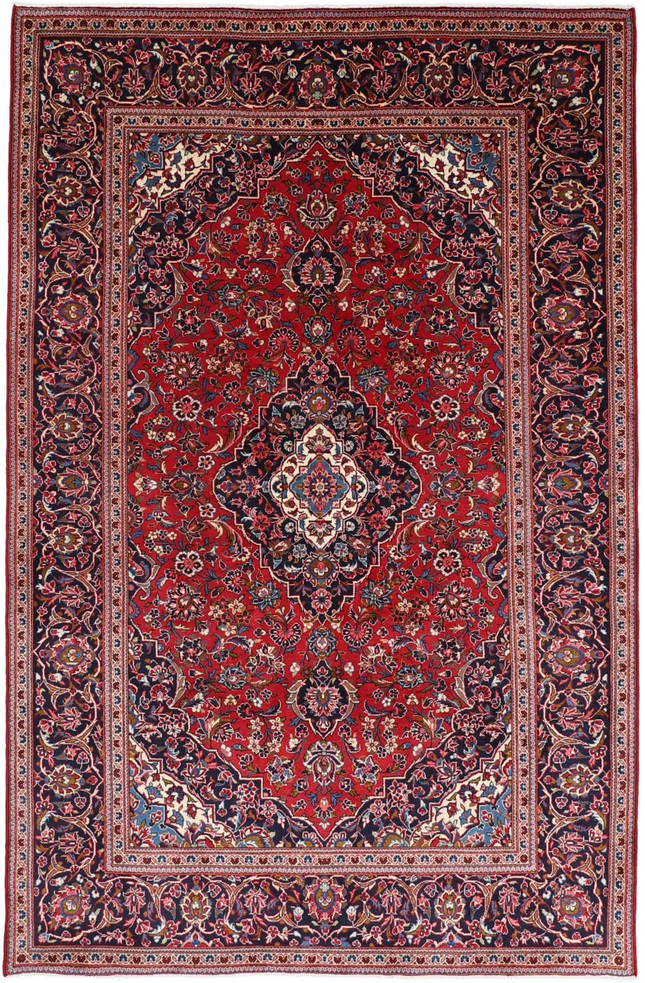 Hand-Knotted Kashan Persian Rug, 198 × 304 cm, Wool
