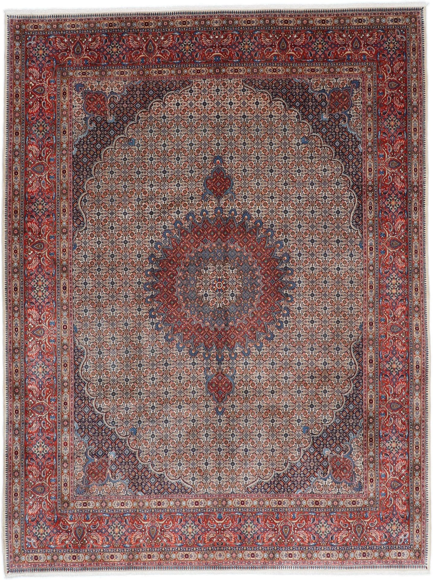 Hand-Knotted Moud Persian Rug, 258 × 340 cm, Wool