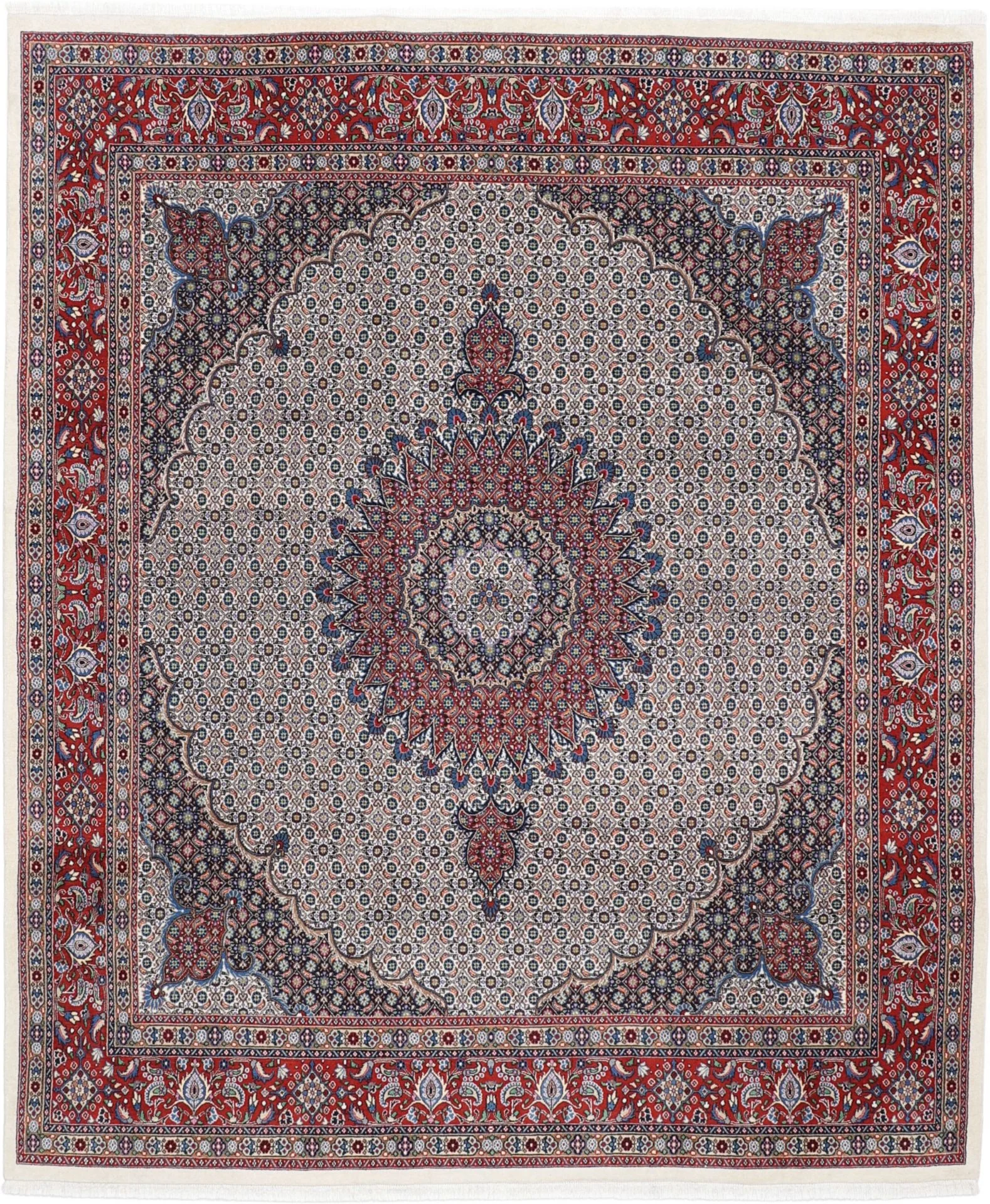 Hand-Knotted Moud Persian Rug, 250 × 295 cm, Wool