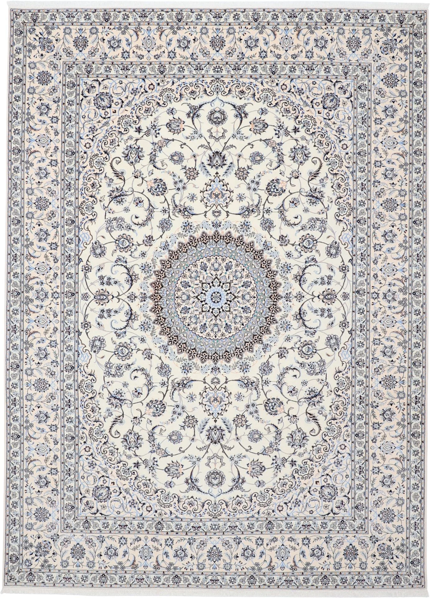 Nain Persian Rug 255 × 357 cm in Wool & Silk, hand-knotted