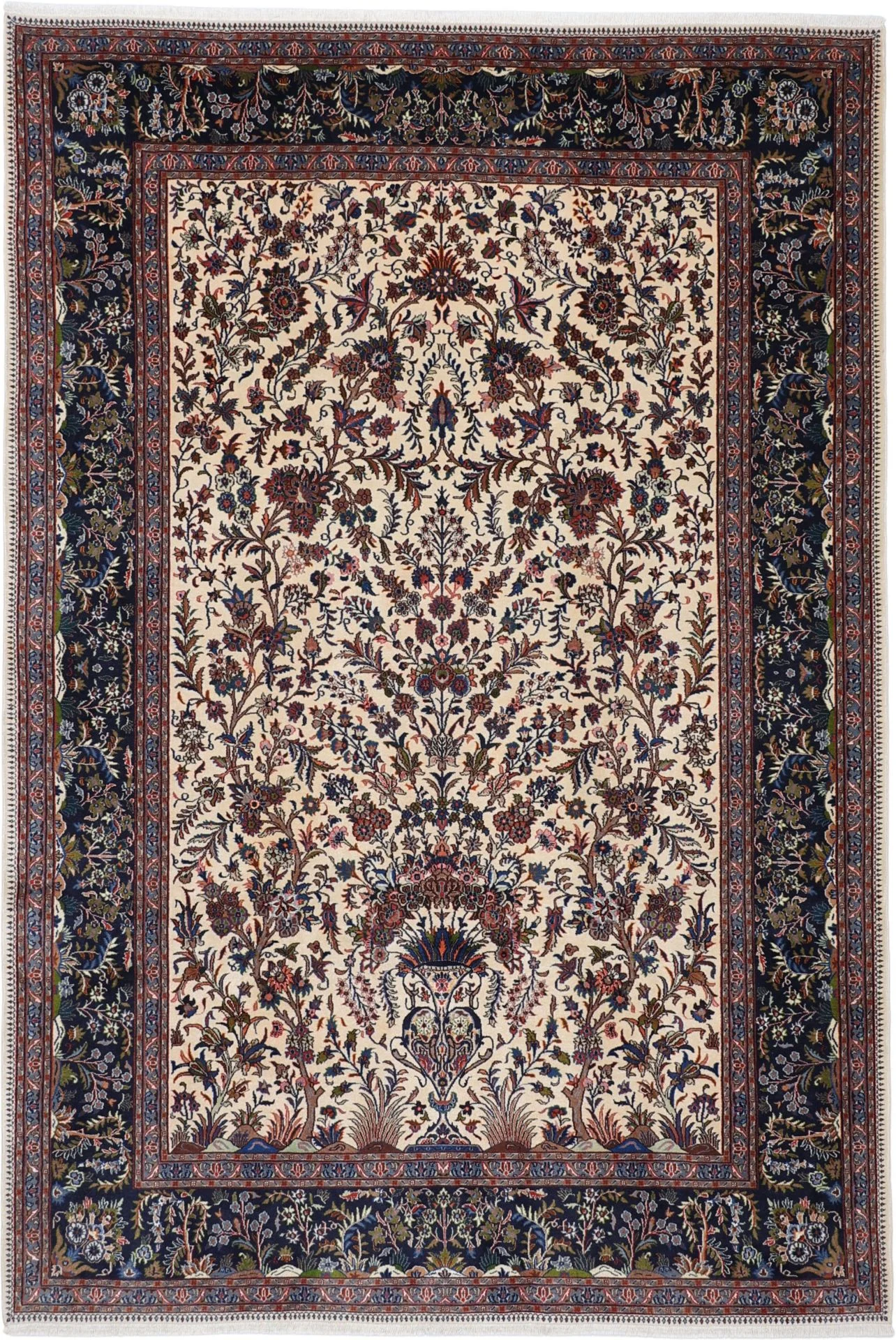 Hand-Knotted Moud Persian Rug, 205 × 300 cm, Wool