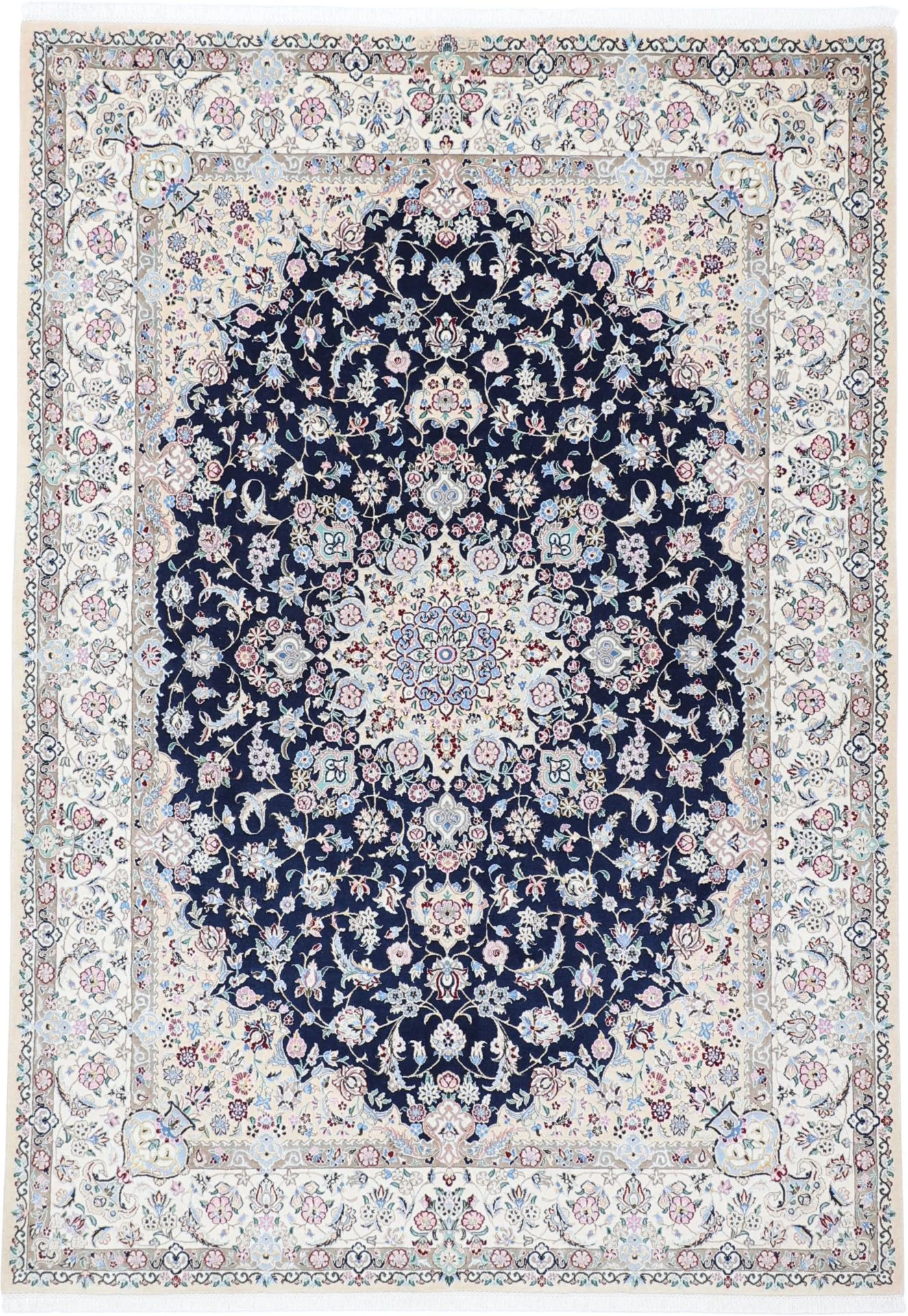 Hand-Knotted Nain Persian Rug, 168 × 238 cm, Wool & Silk