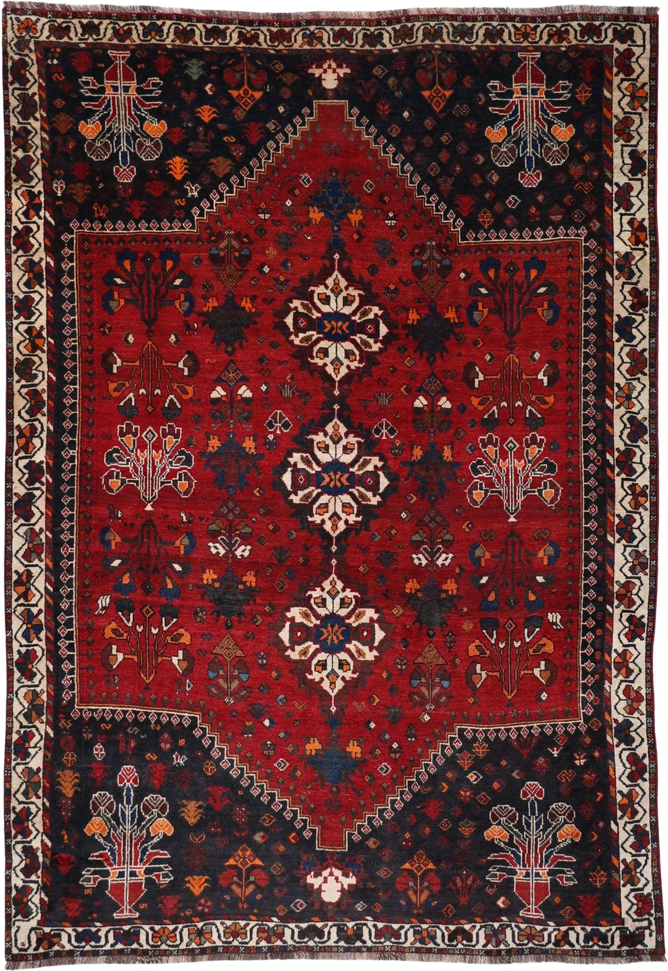 Hand-Knotted Shiraz Persian Rug, 210 × 290 cm, Wool
