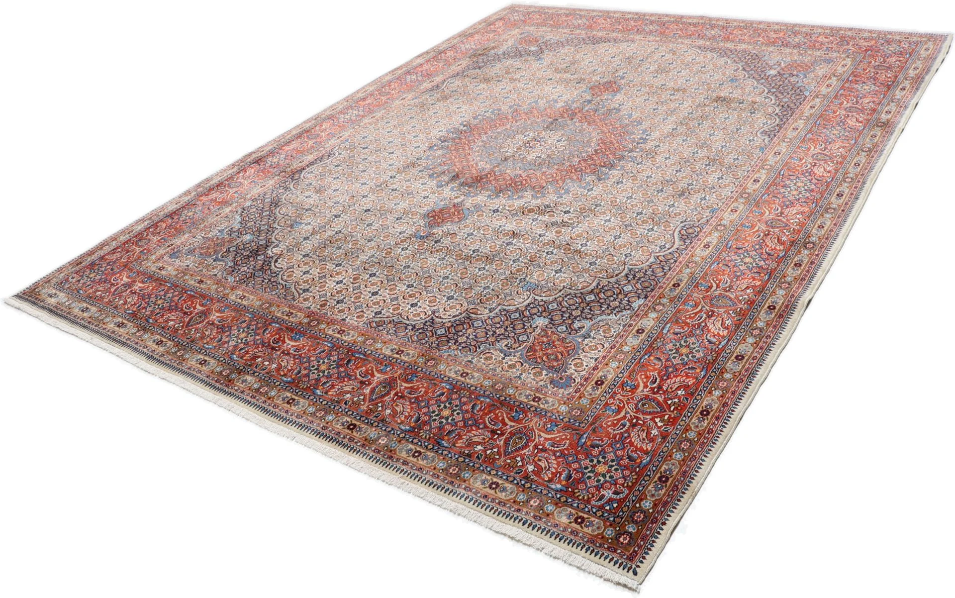 Hand-Knotted Moud Persian Rug, 258 × 340 cm, Wool - Image 3