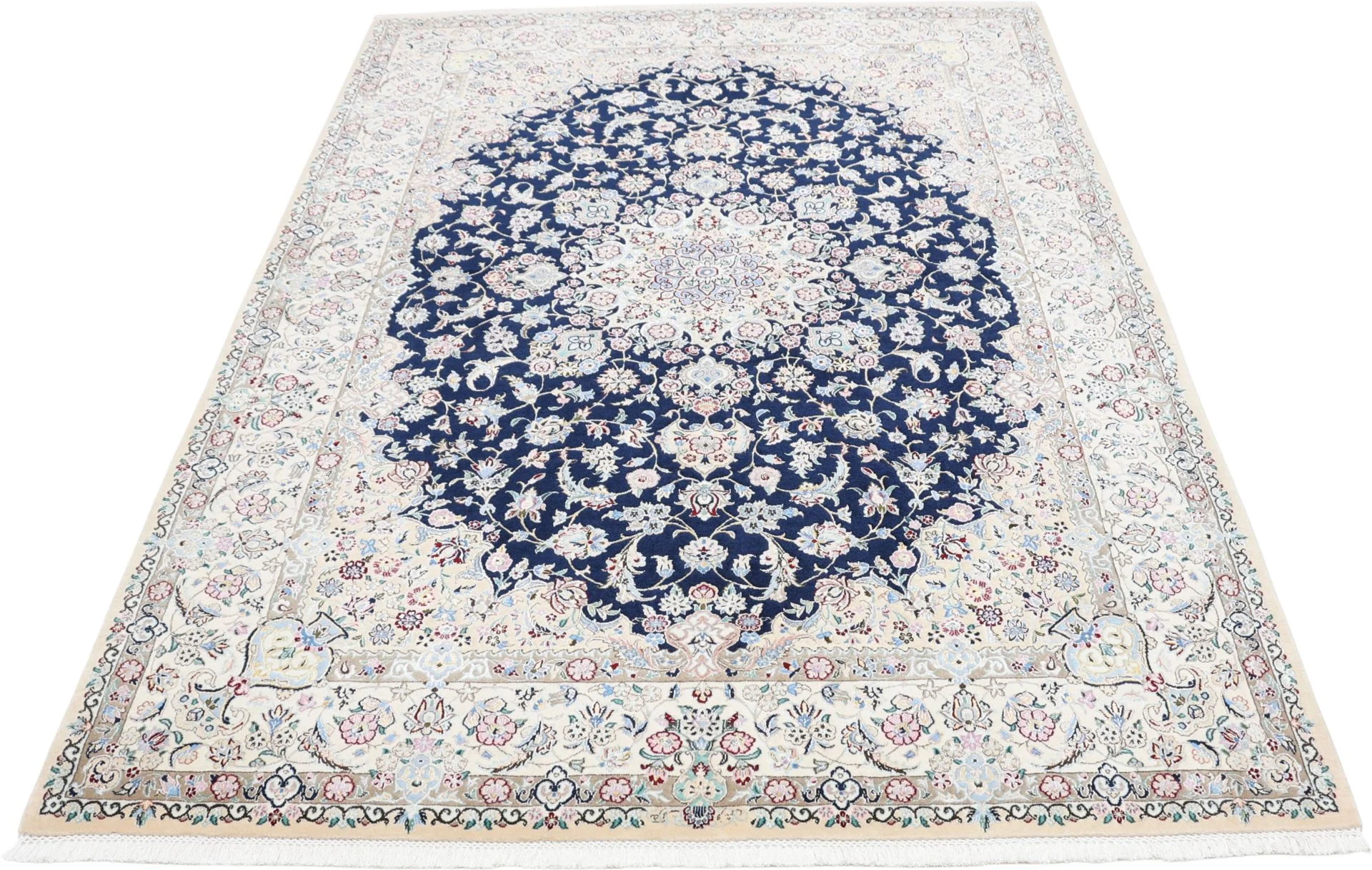 Alternative view of Hand-Knotted Nain Persian Rug, 168 × 238 cm, Wool & Silk