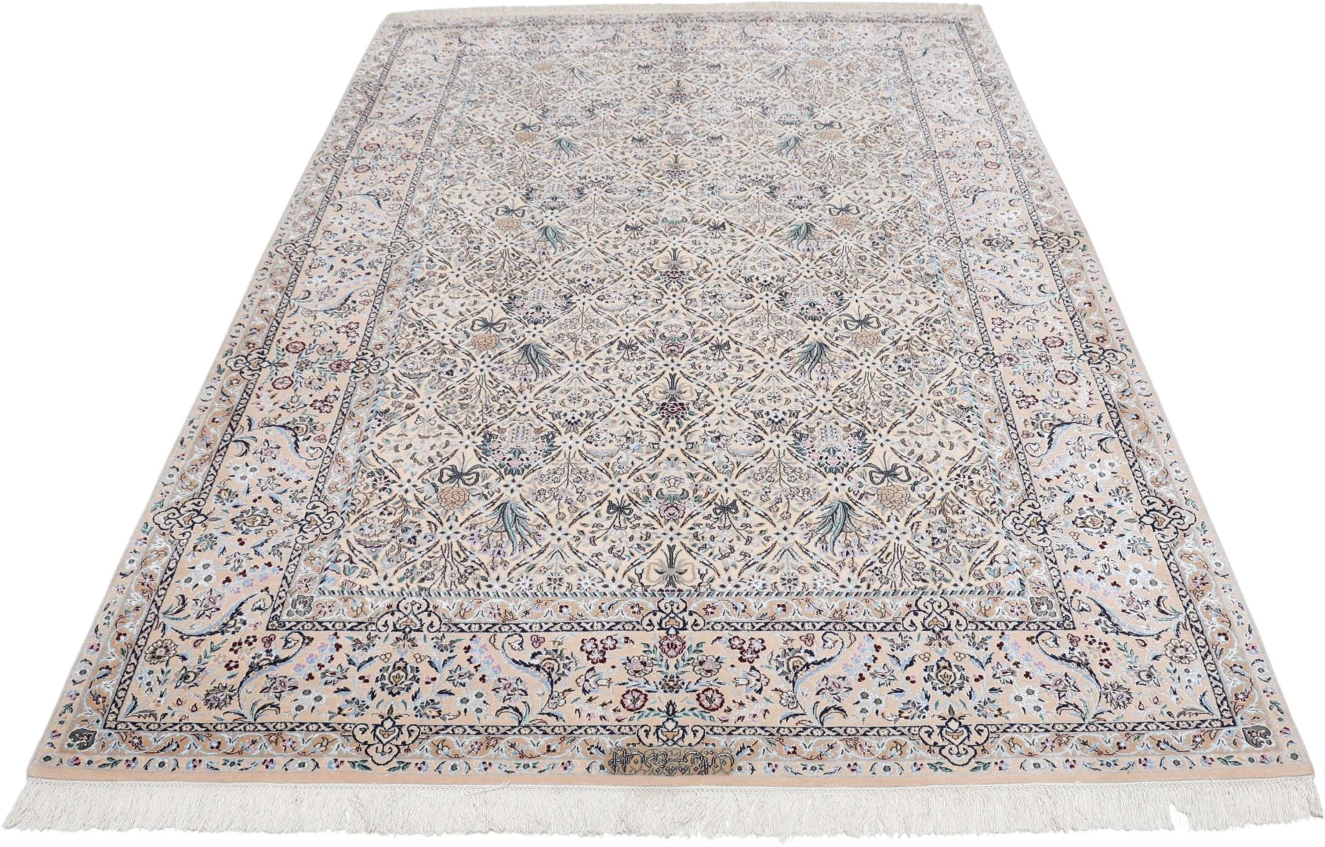 Alternative view of Wool & Silk Nain Persian Rug 160 × 235 cm, hand-knotted