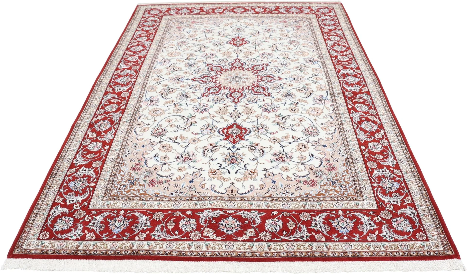 Alternative view of Wool & Silk Isfahan Persian Rug 157 × 230 cm, hand-knotted