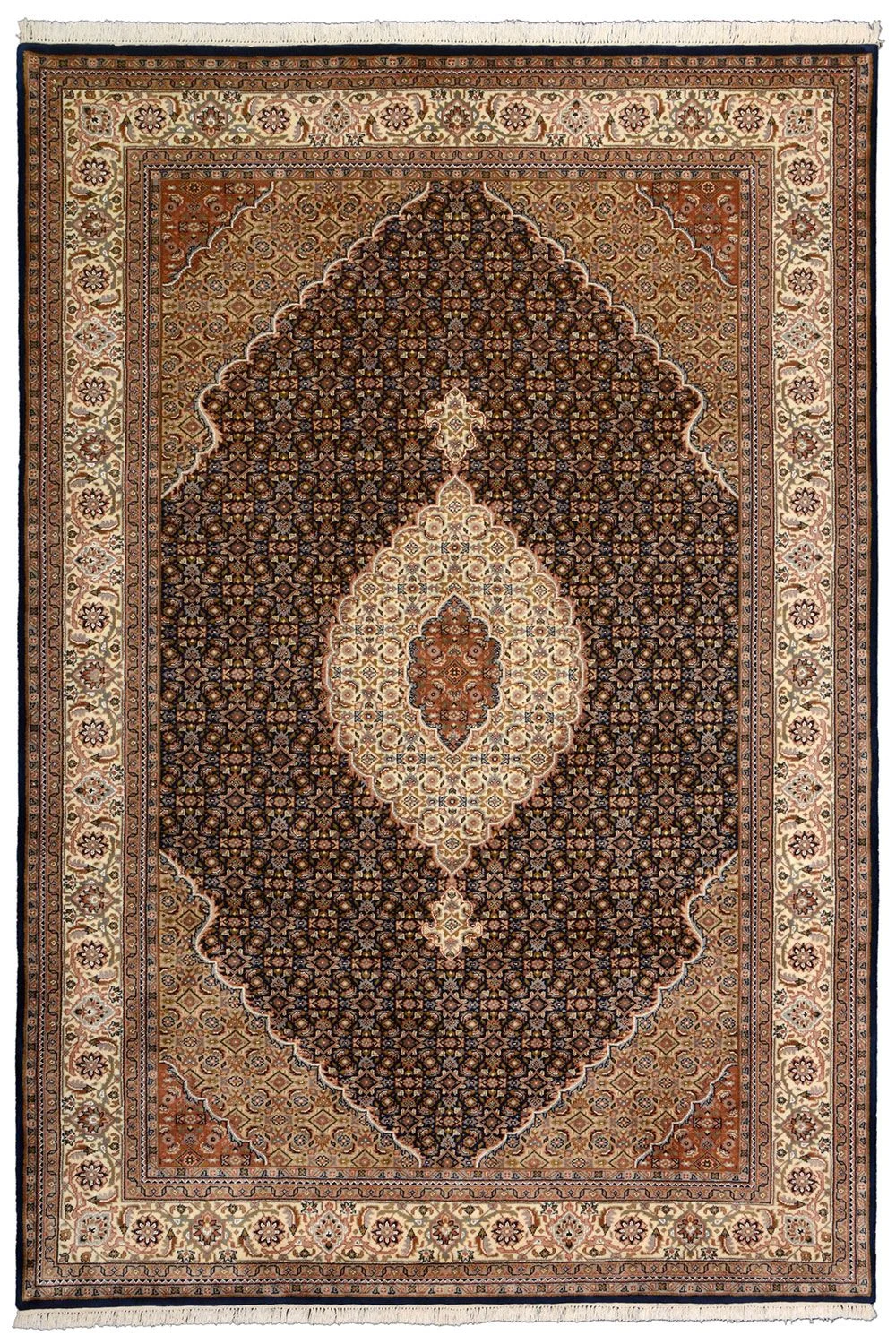 Tabriz Indian Rug 201 × 295 cm in Wool & Silk, hand-knotted