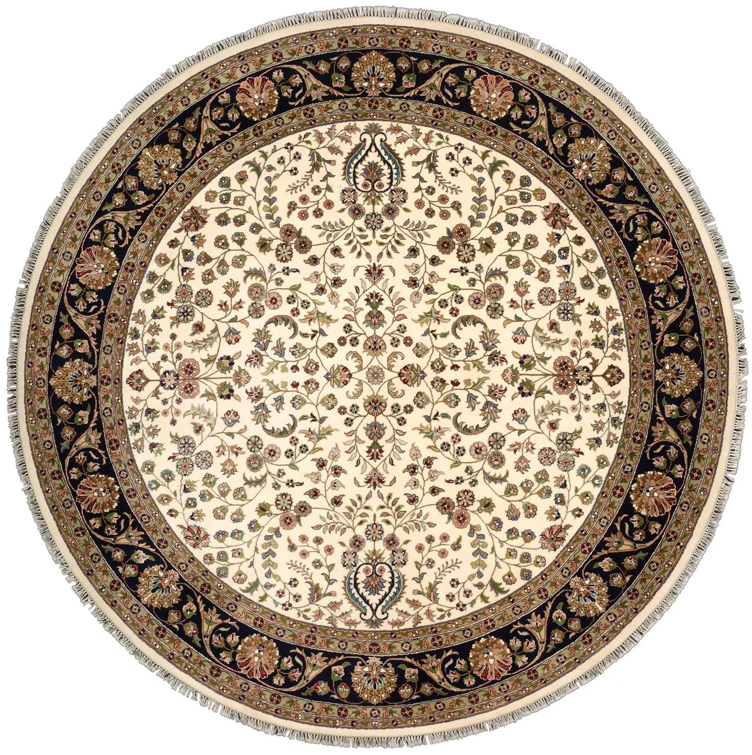 Hand-Knotted Isfahan Indian Rug, 247 × 247 cm, Wool