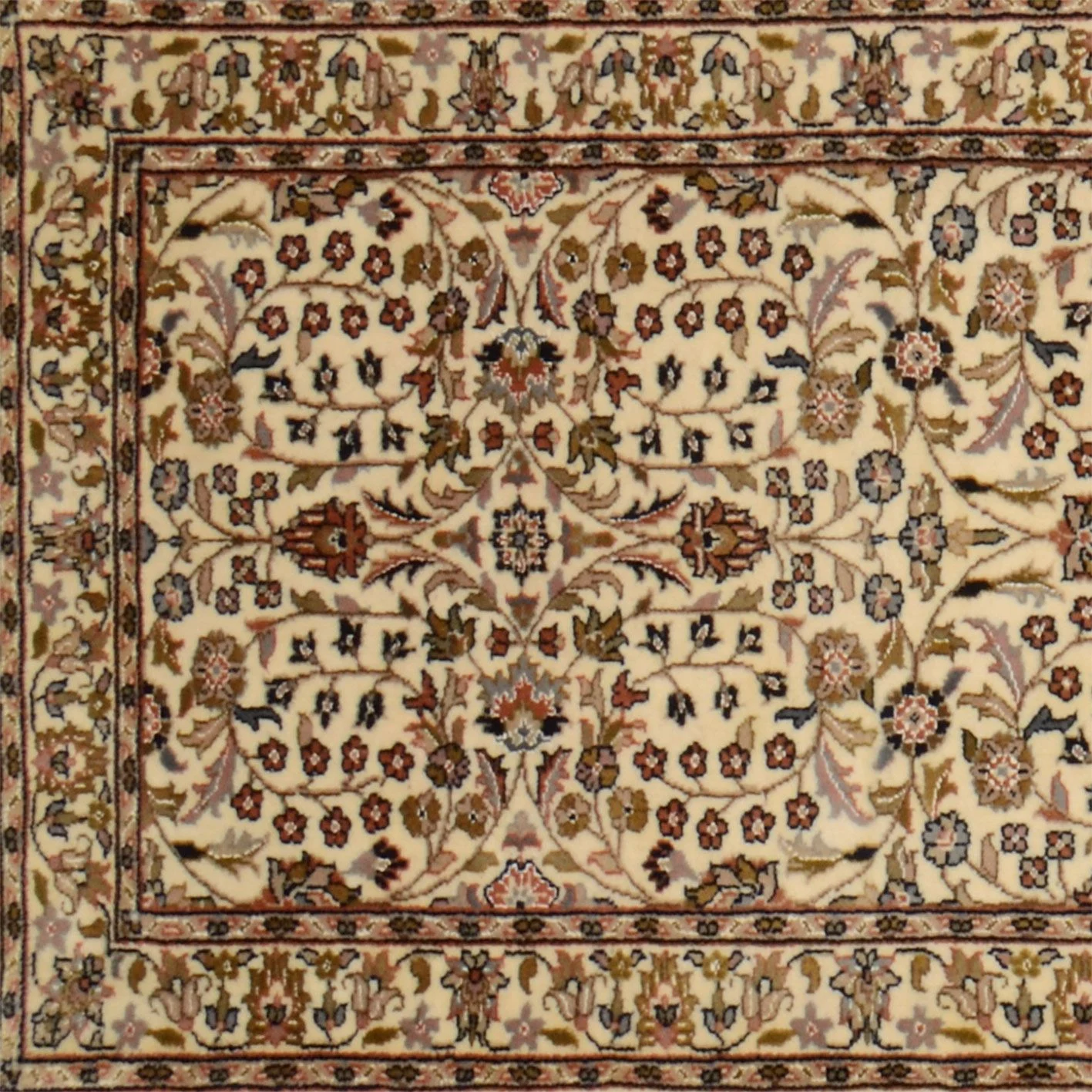 Hand-Knotted Tabriz Indian Rug, 87 × 341 cm, Wool & Silk - Image 4