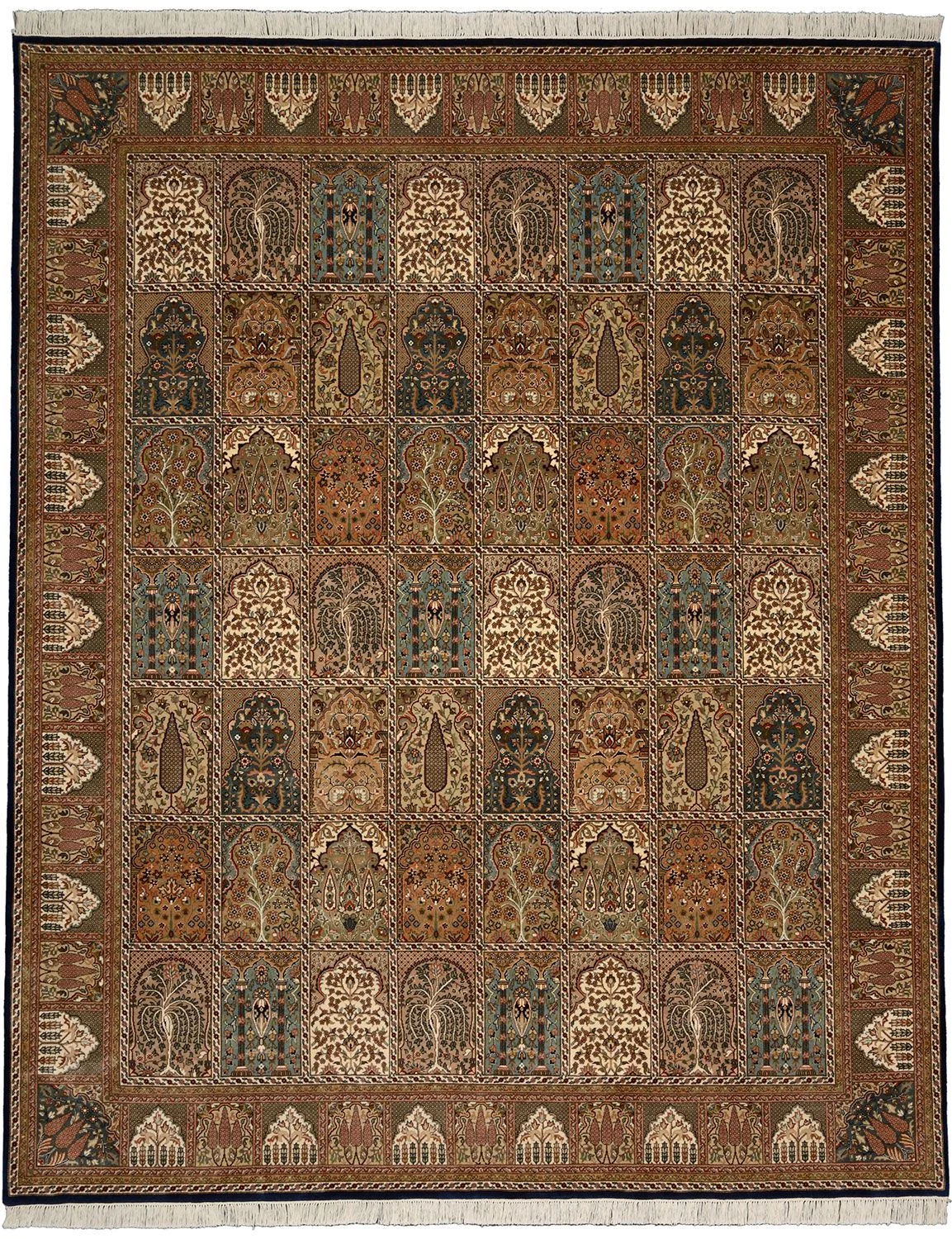 Hand-Knotted Qom Indian Rug, 255 × 311 cm, Wool
