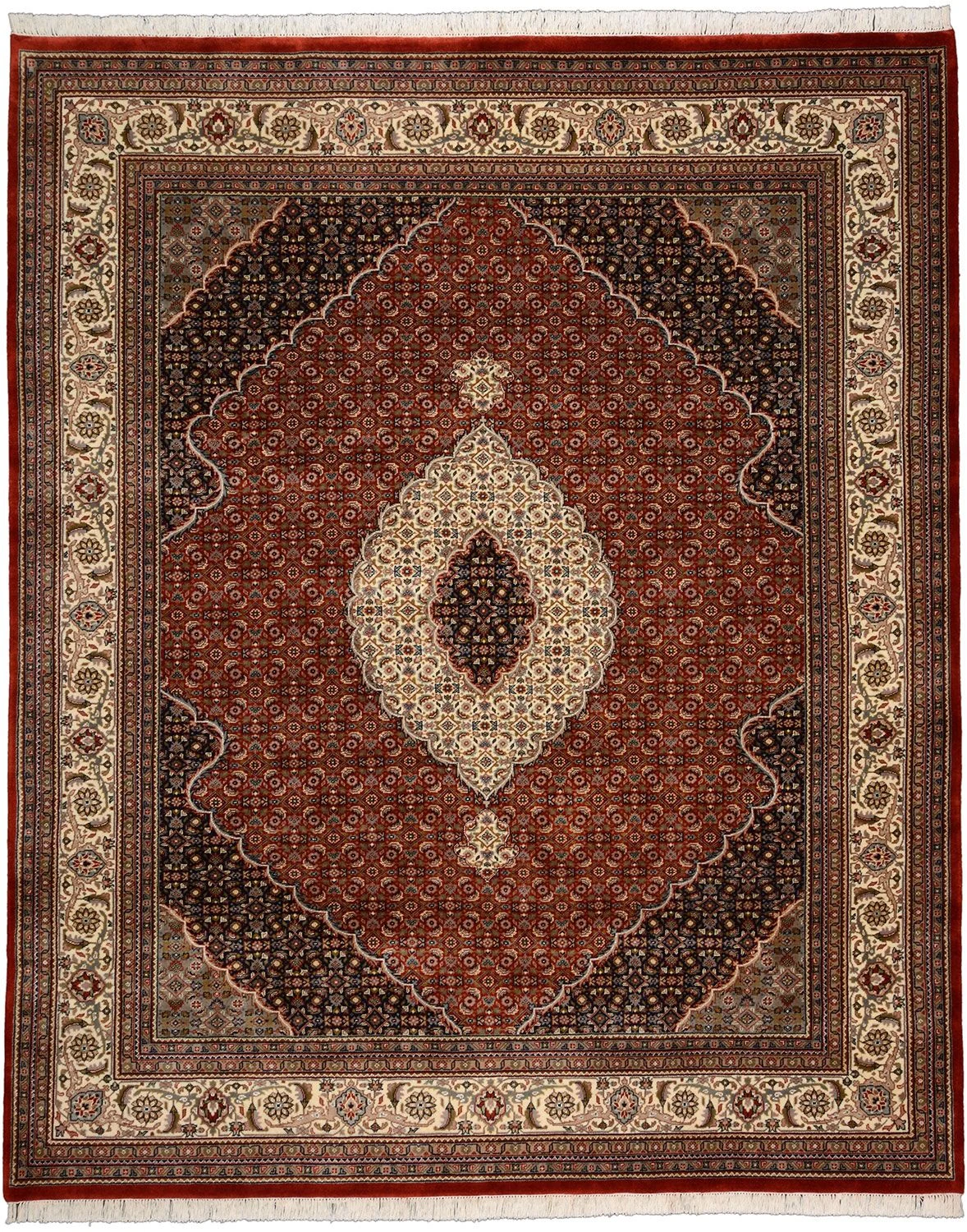 Tabriz Indian Rug 244 × 295 cm in Wool & Silk, hand-knotted